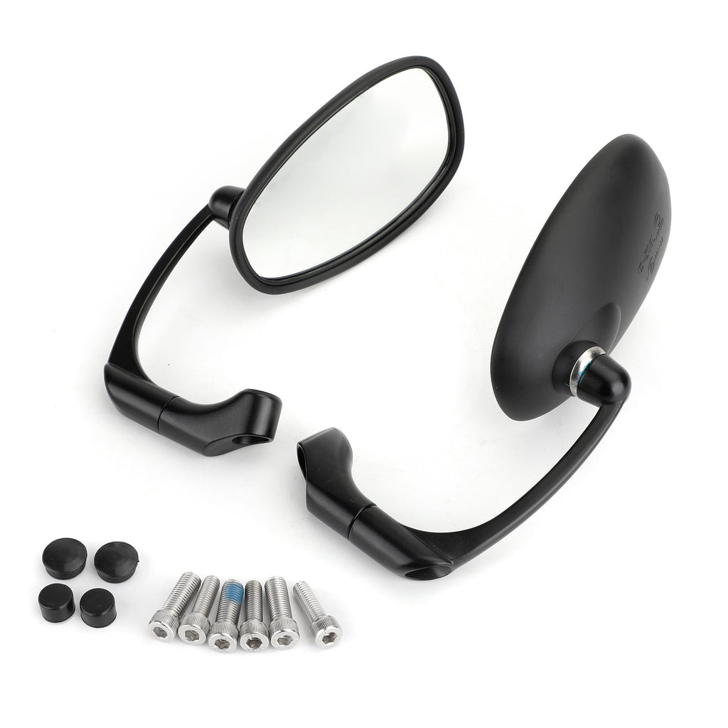 Pair M8 M10 Retro L-Bar Rearview Mirrors For Cafe Racer Bobber Custom Bobber