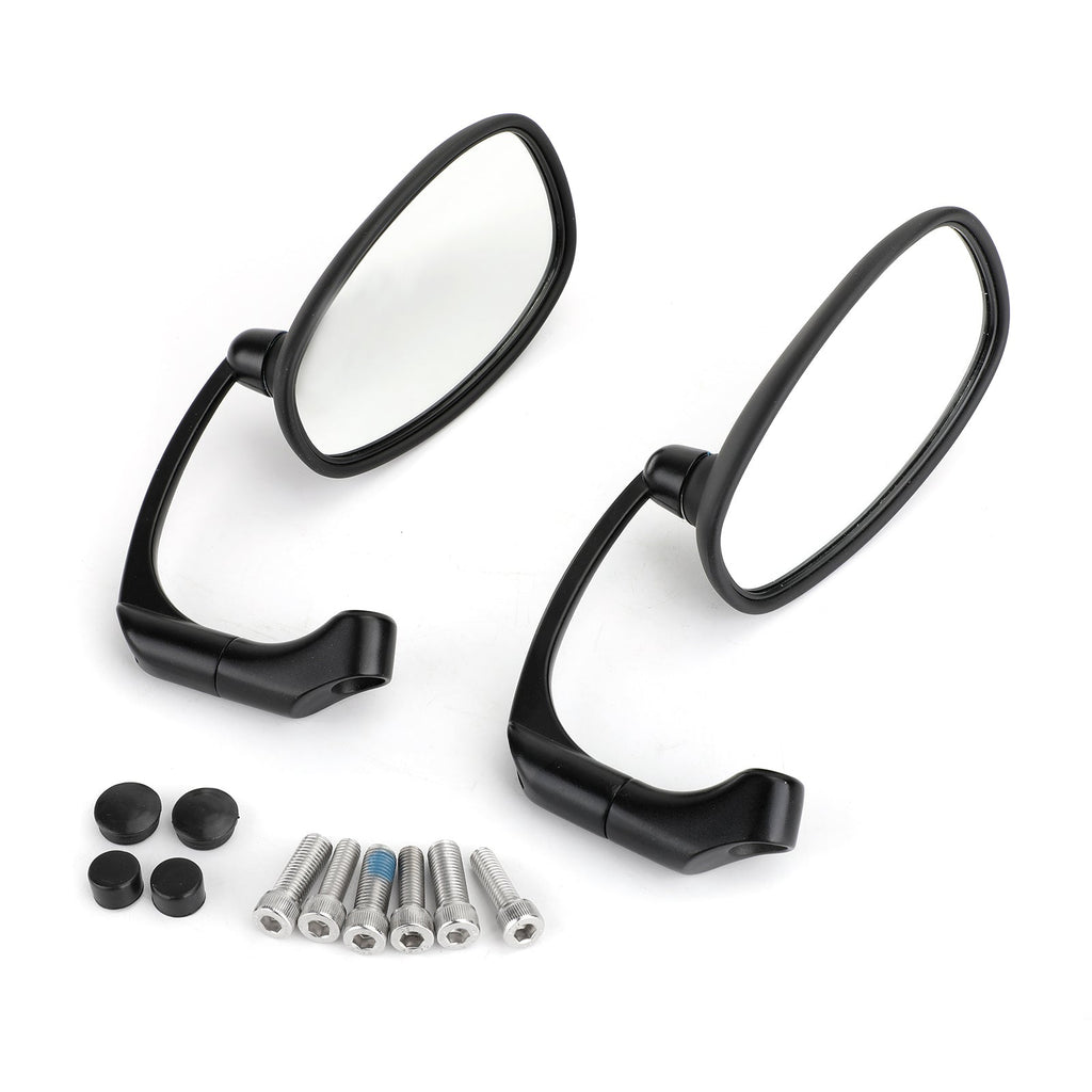 Pair M8 M10 Retro L-Bar Rearview Mirrors For Cafe Racer Bobber Custom Bobber