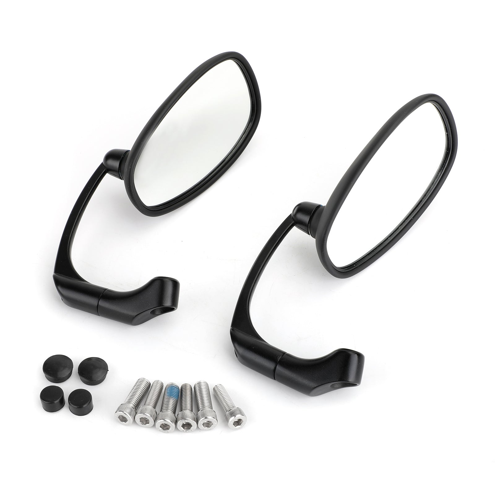 Pair M8 M10 Retro L-Bar Rearview Mirrors For Cafe Racer Bobber Custom Bobber