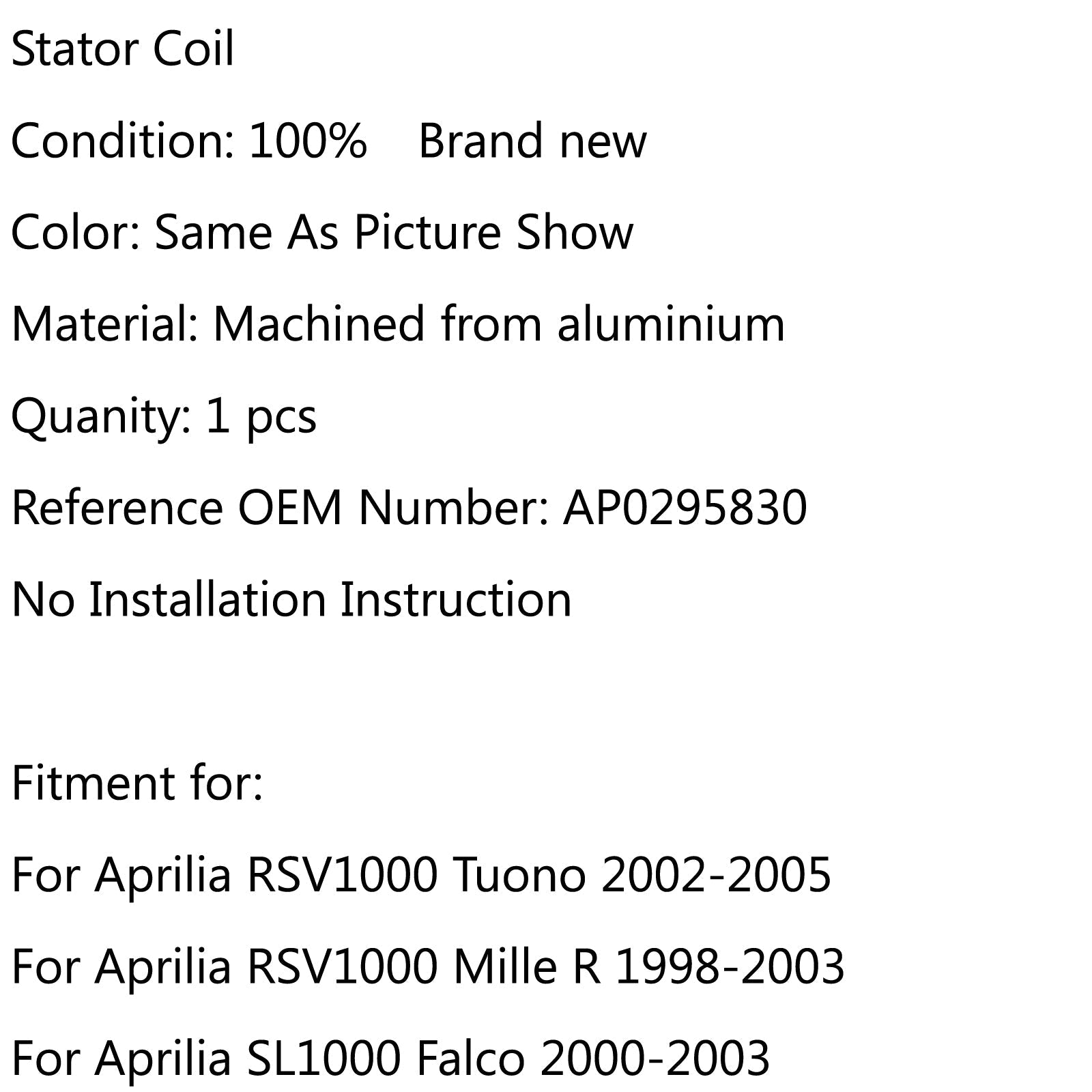 Magneto Stator Coil For Aprilia RSV1000 Tuono (02-05) Mille R (98-03) SL1000 (00-03)