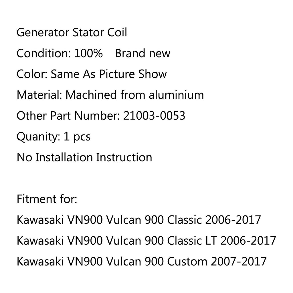 Generator Stator Coil For Kawasaki VN900 Vulcan 900 Classic (06-17) Custom (07-17)