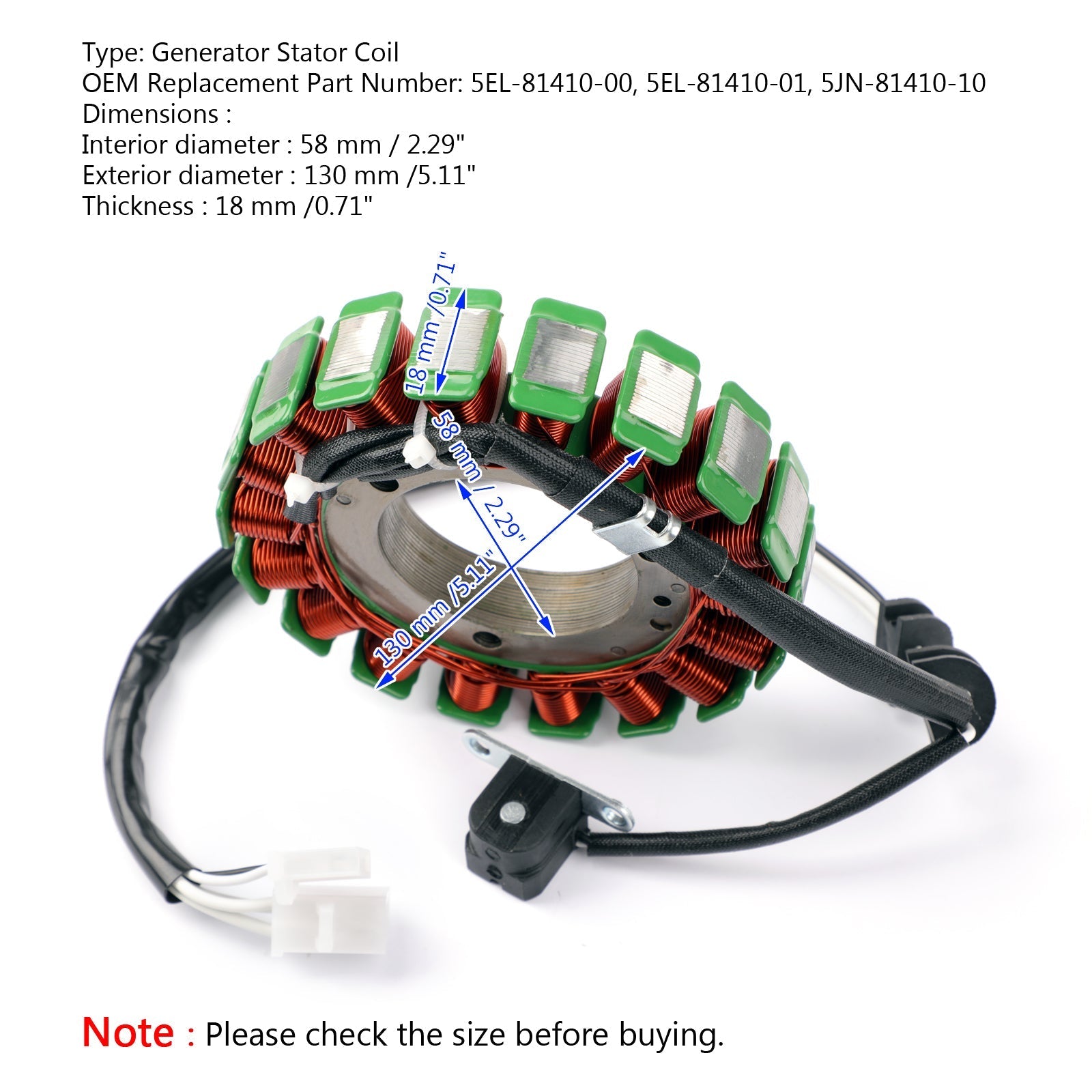 Generator Stator Coil For Yamaha XVS1100 VStar 00-03 5EL-81410-00 5EL-81410-01