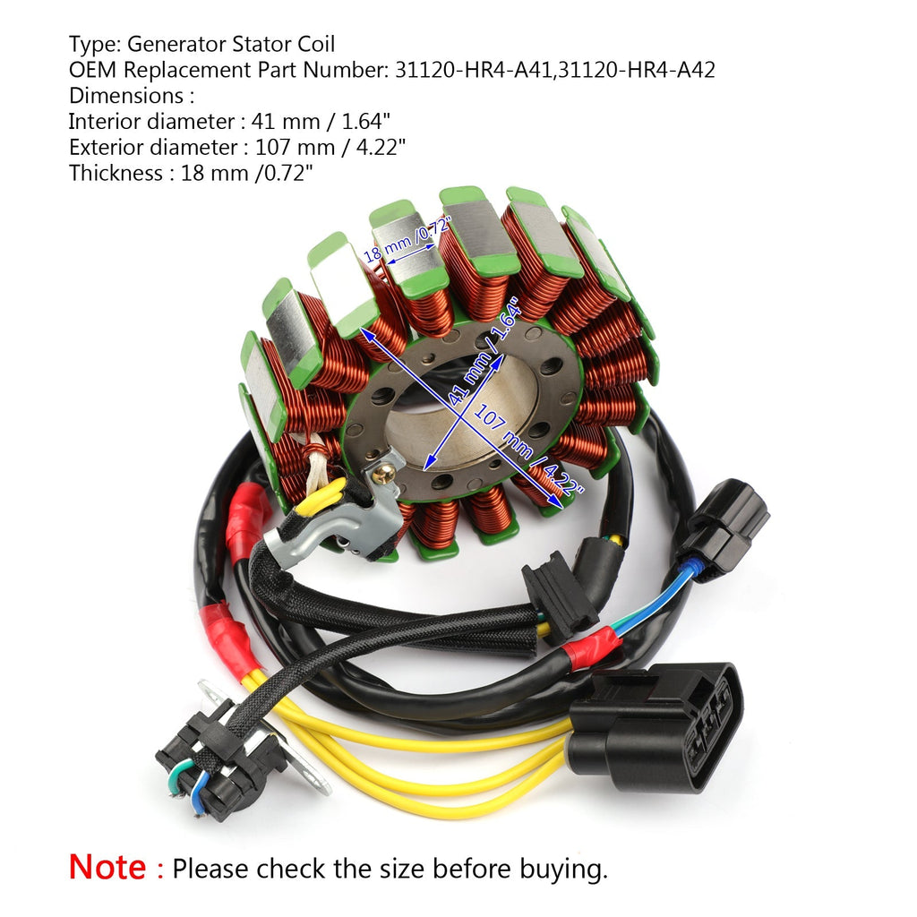 31120-HR4-A42 Stator for Honda TRX 500 520 Fourtrax Foreman FE FM 2014-2021