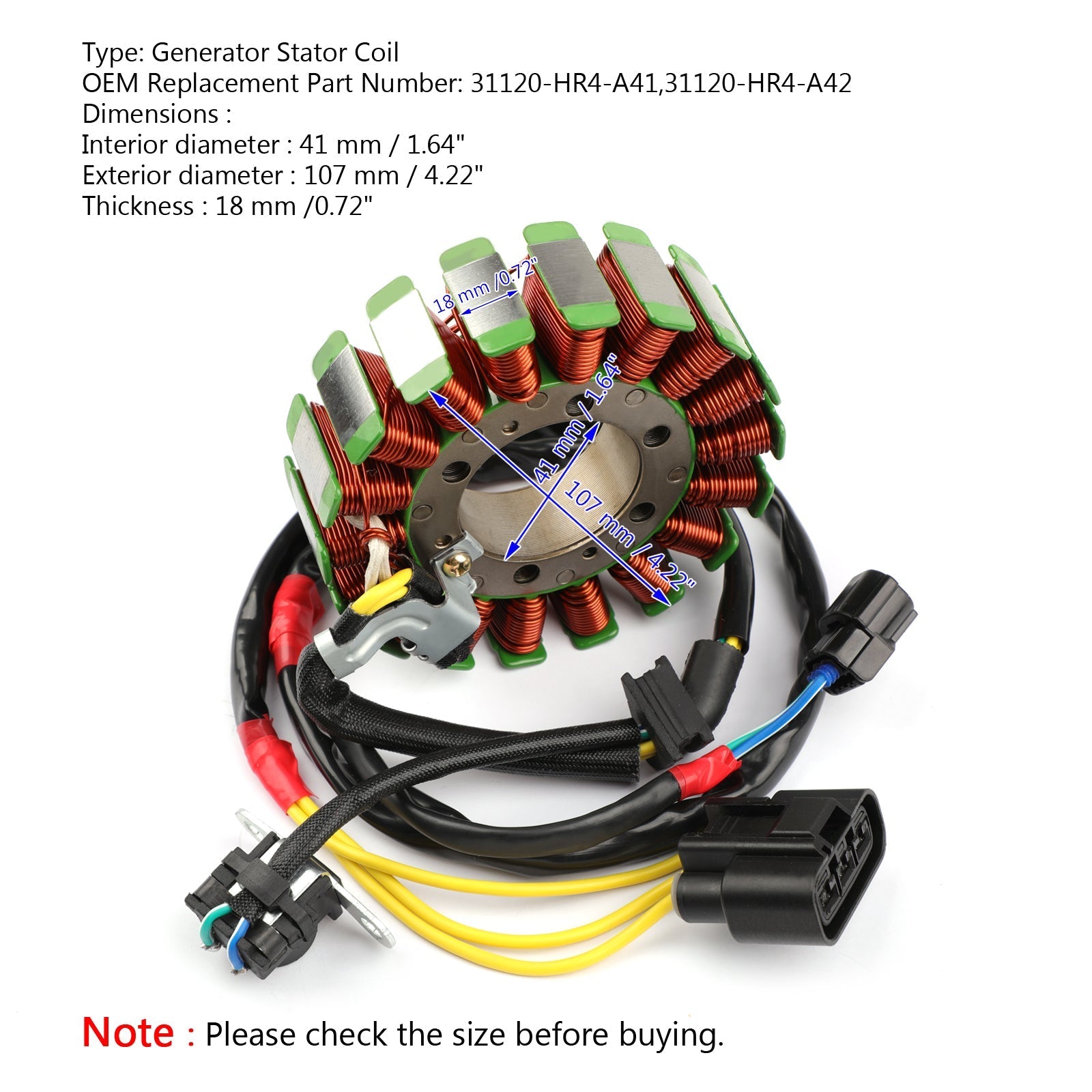 31120-HR4-A42 Stator for Honda TRX 500 520 Fourtrax Foreman FE FM 2014-2021