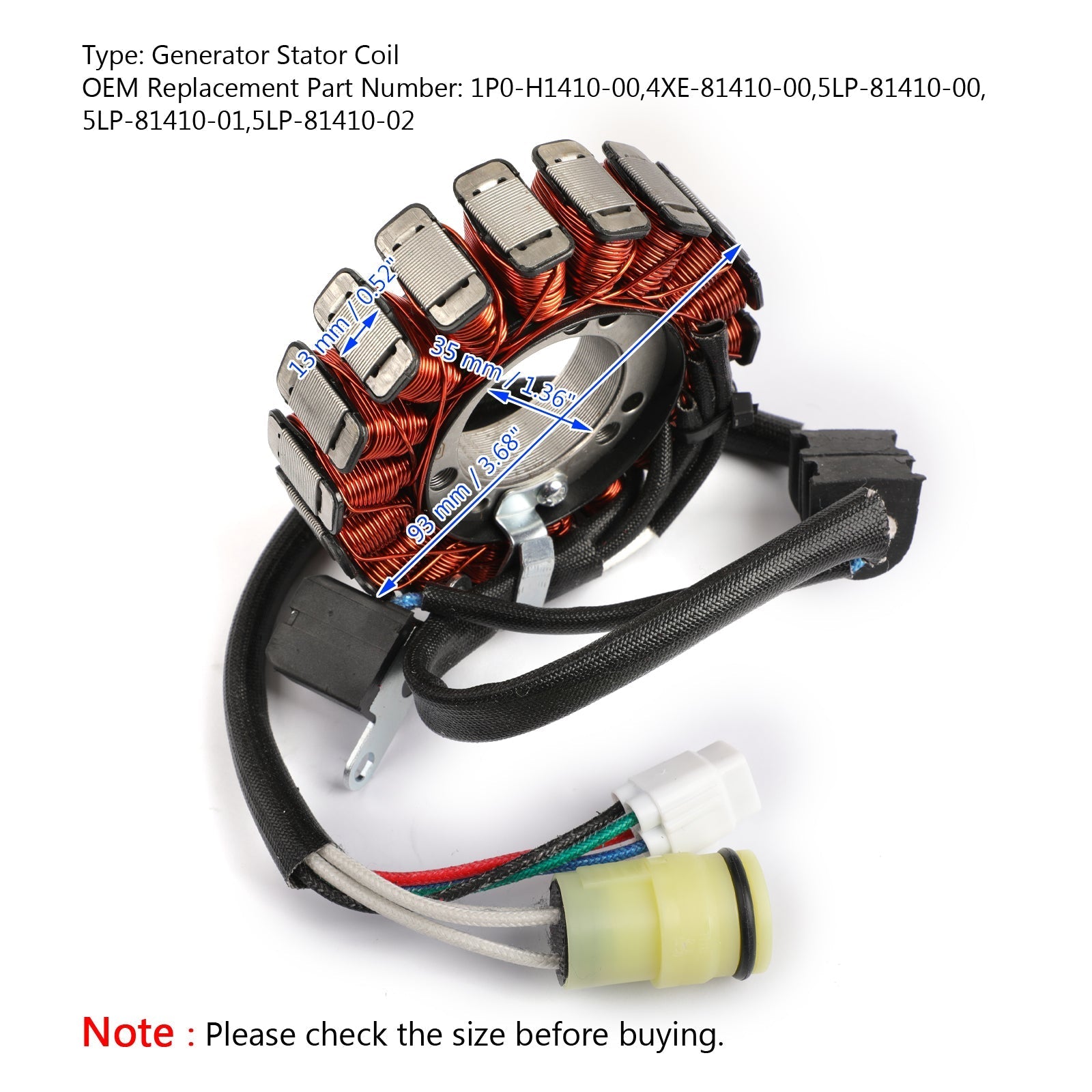 Magneto Generator Stator Coil for Yamaha YFM250 01-09 YFM660 01-05 1P0-H1410-00