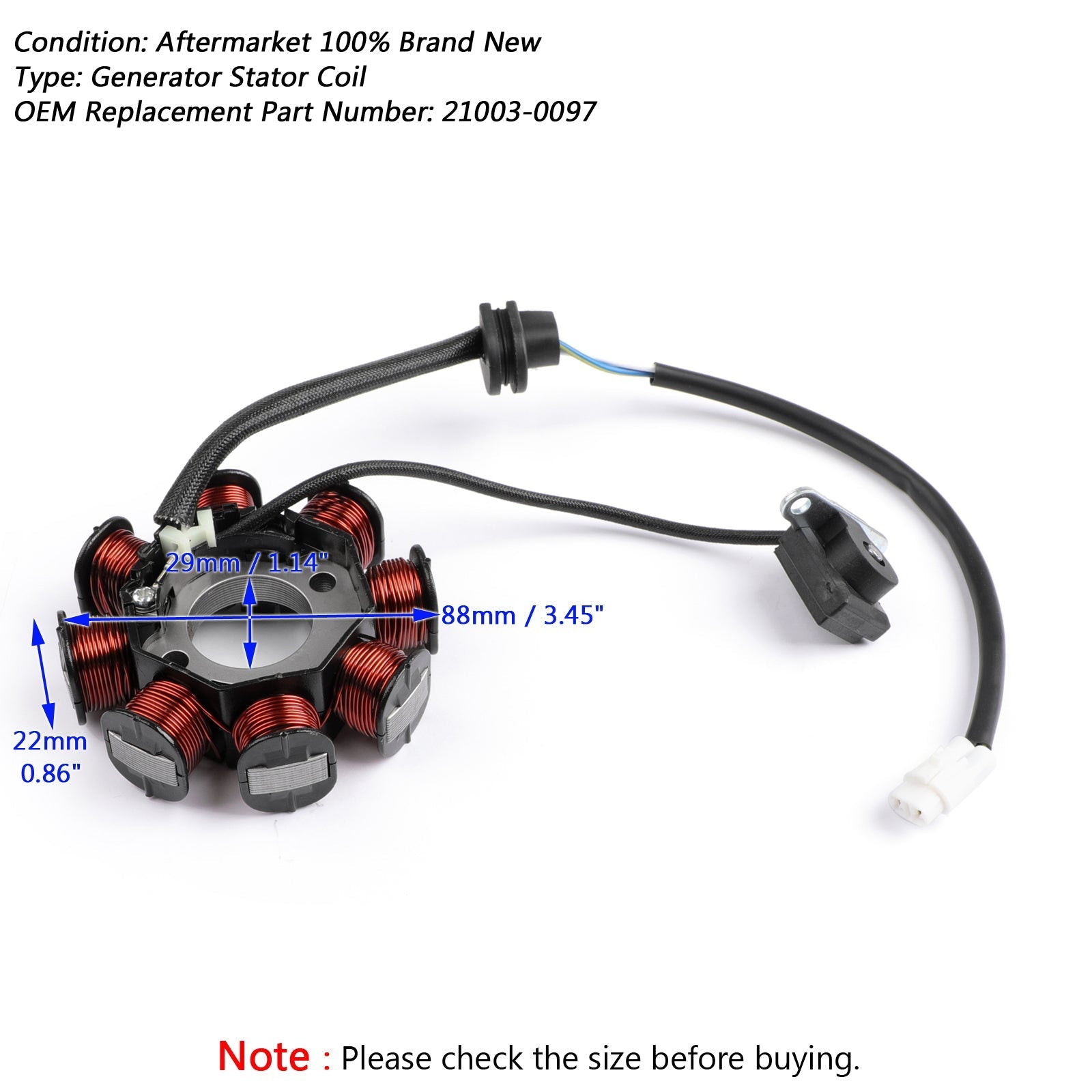 Magneto Generator Stator Coil For Kawasaki KLX110 KLX110L 2010-2018 21003-0097
