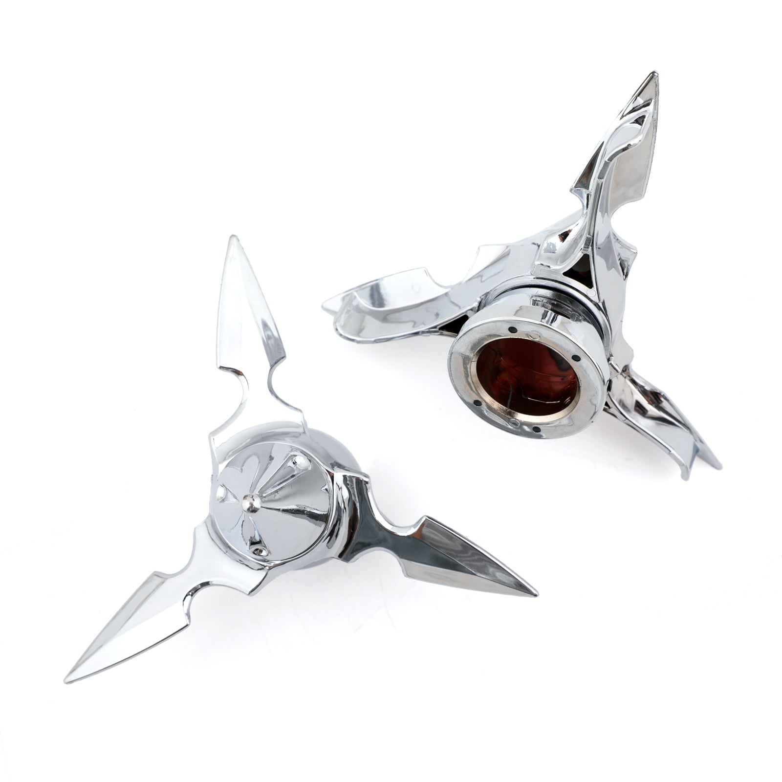 Chrome Spun Blade Spinning Front Axle Cap Nut Cover For Harley Softail Touring