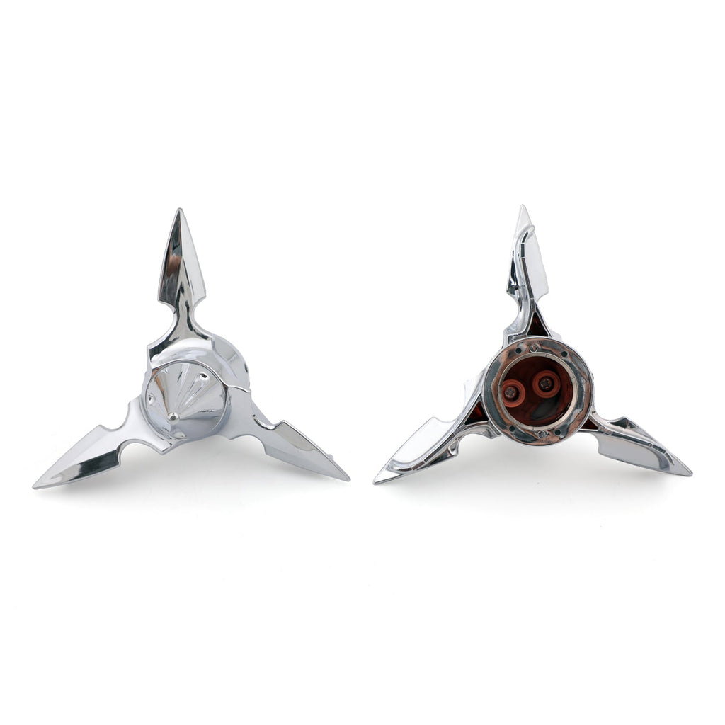 Chrome Spun Blade Spinning Front Axle Cap Nut Cover For Harley Softail Touring