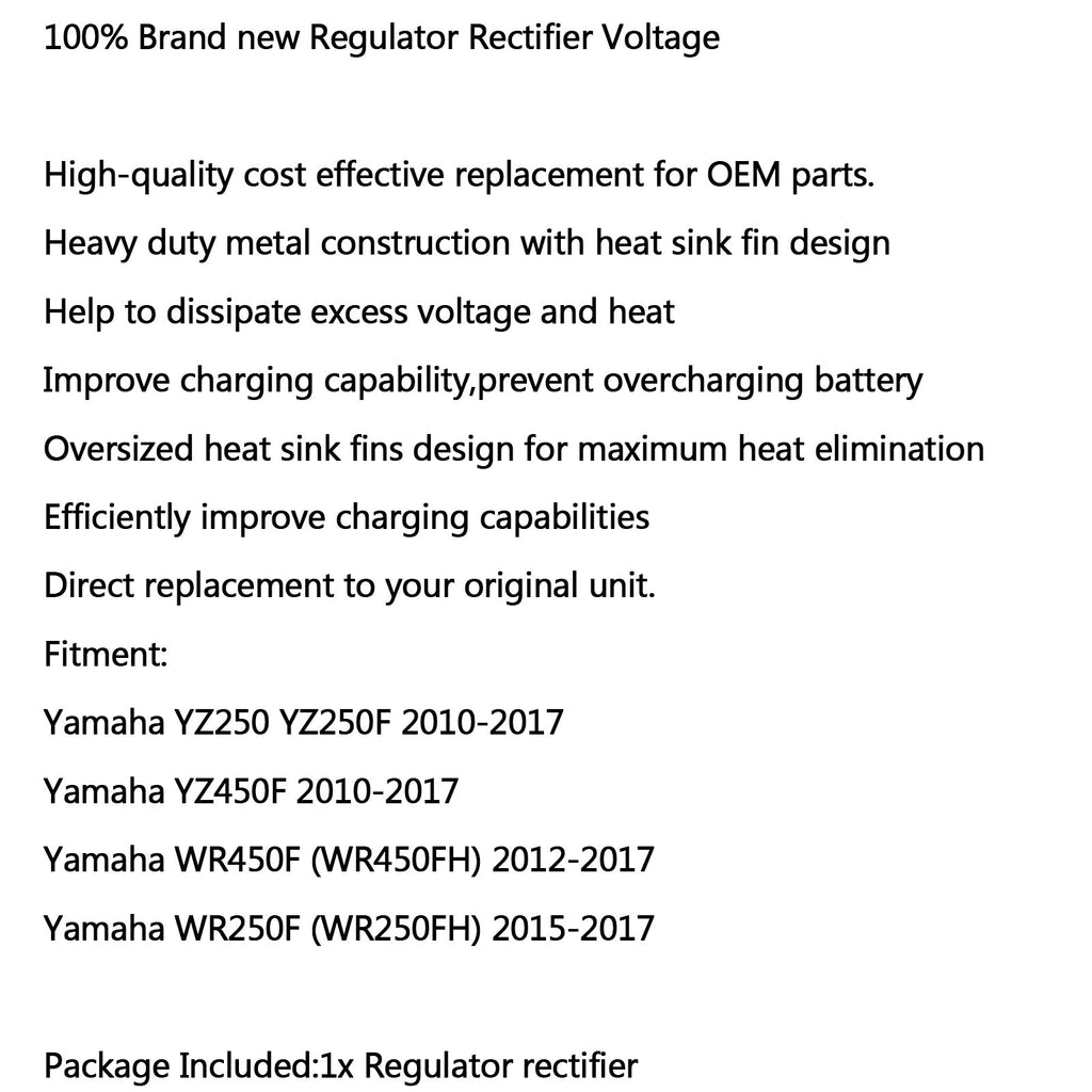 Regulator Rectifier For Yamaha YZ250 YZ250F YZ450F 10-17 WR450F 12-17 WR250F