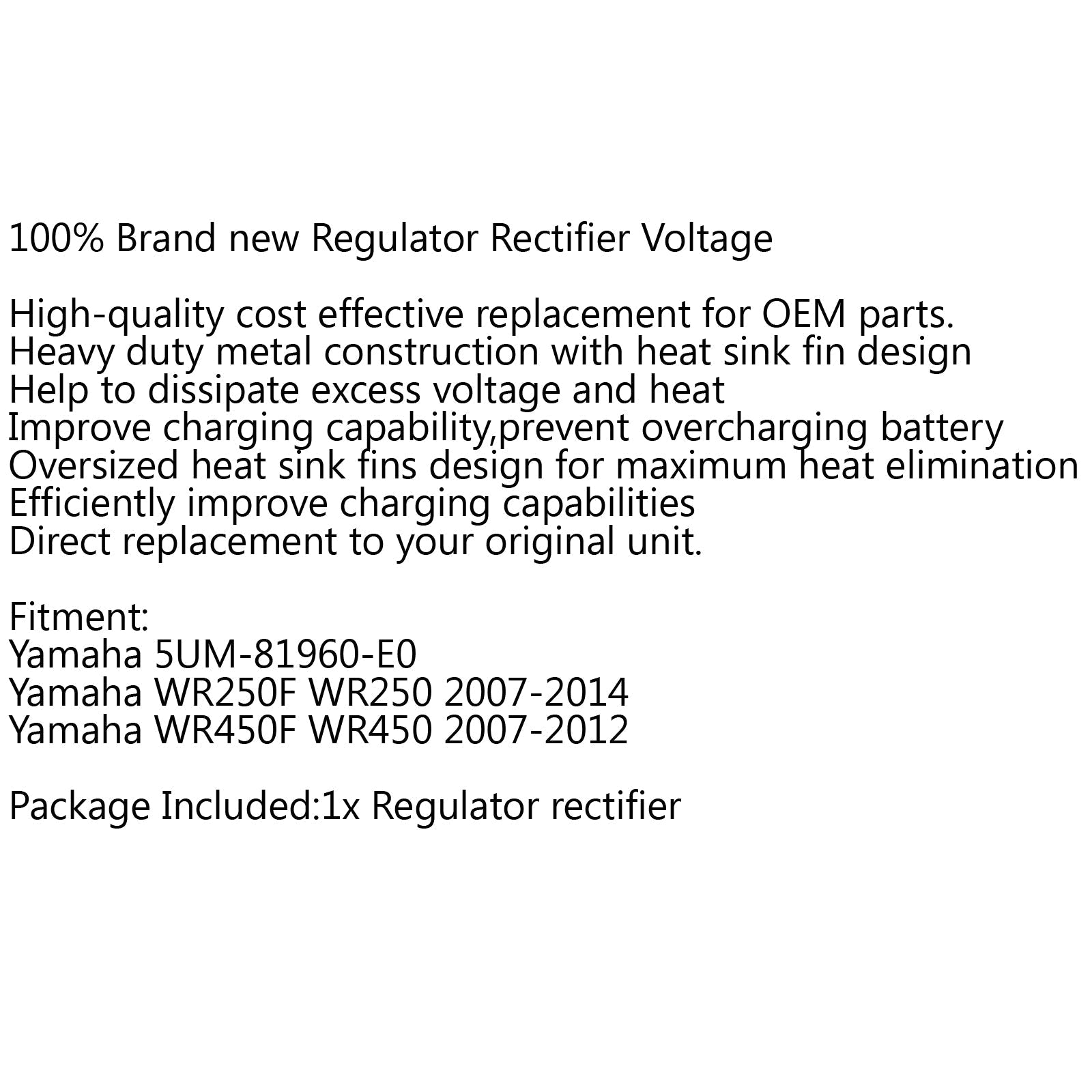 Regulator Rectifier UM-81960-E0 For Yamaha WR250F WR250 07-14 WR450F WR450