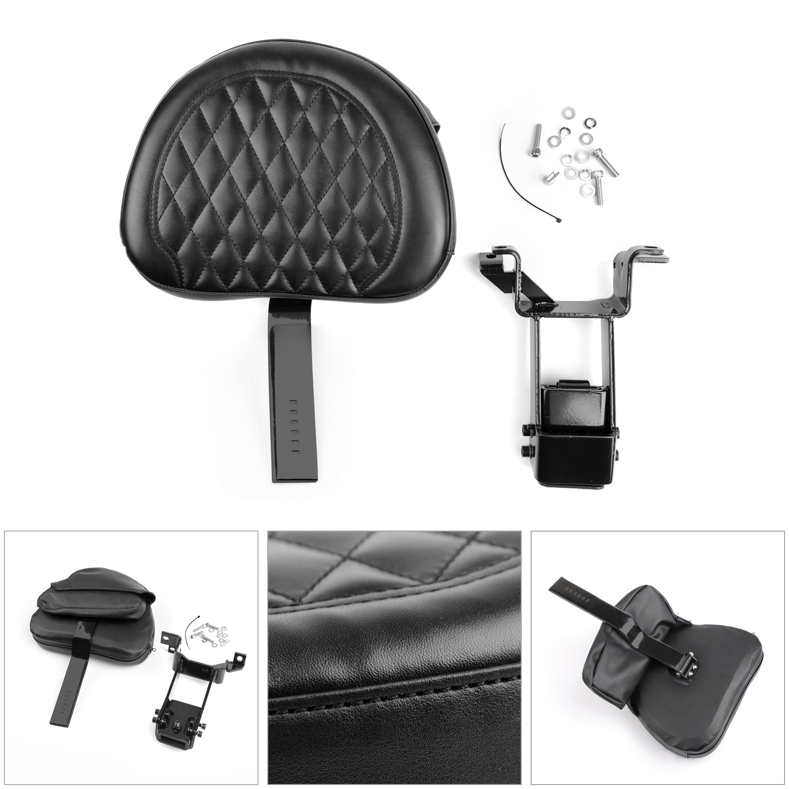 Plug-In Driver Backrest + Mounting Kit For Indian Chieftain Roadmaster 14-23 BLK