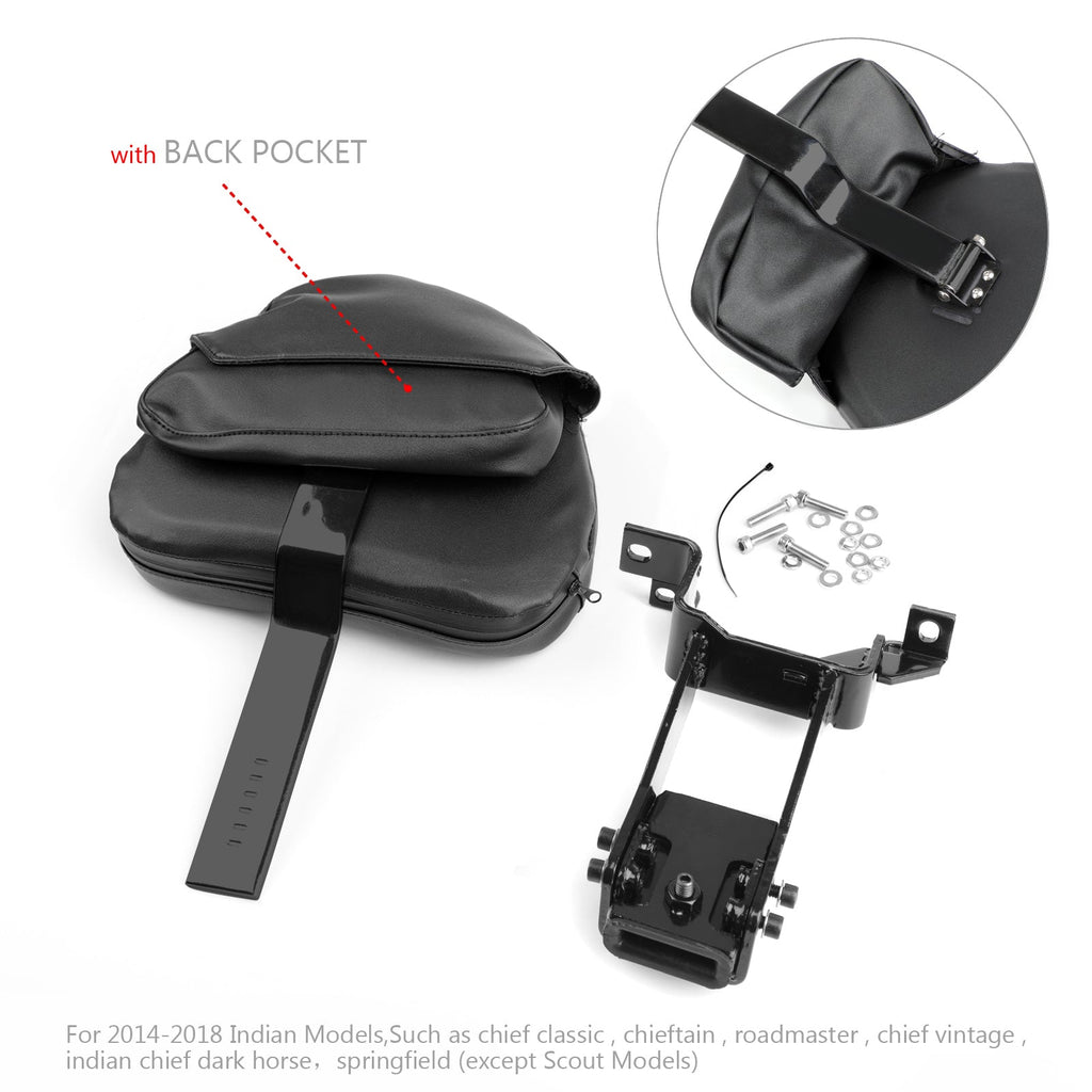 Plug-In Driver Backrest + Mounting Kit For Indian Chieftain Roadmaster 14-23 BLK