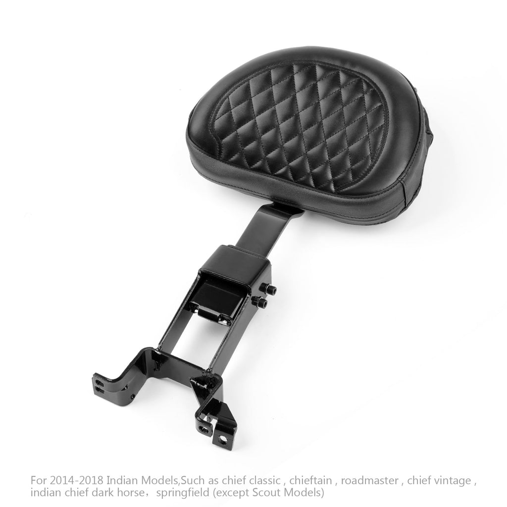Plug-In Driver Backrest + Mounting Kit For Indian Chieftain Roadmaster 14-23 BLK