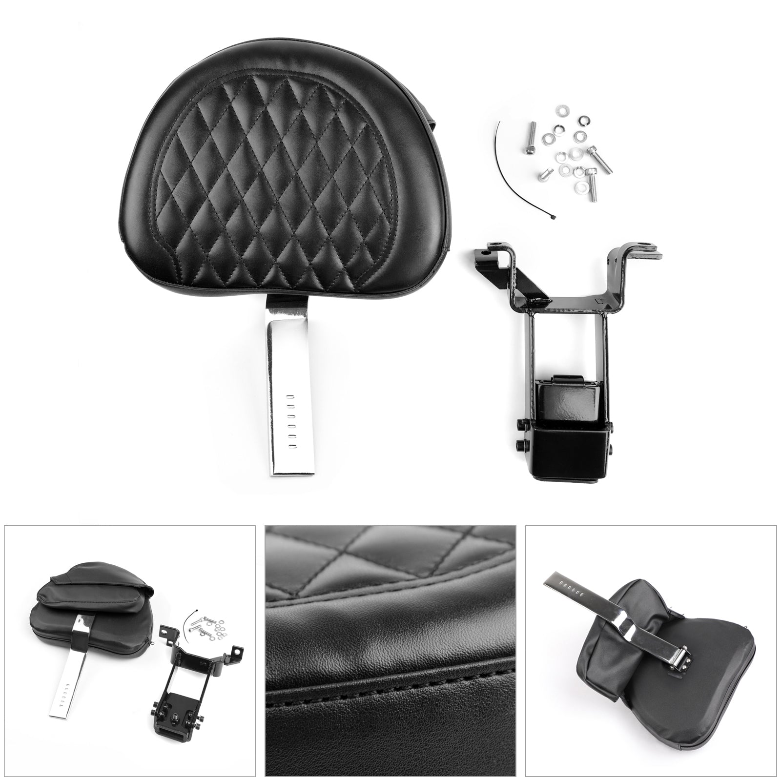 Plug-In Driver Backrest + Mounting Kit For Indian Chieftain Roadmaster 14-23 BLK