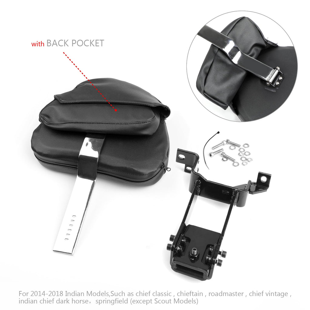 Plug-In Driver Backrest + Mounting Kit For Indian Chieftain Roadmaster 14-23 BLK