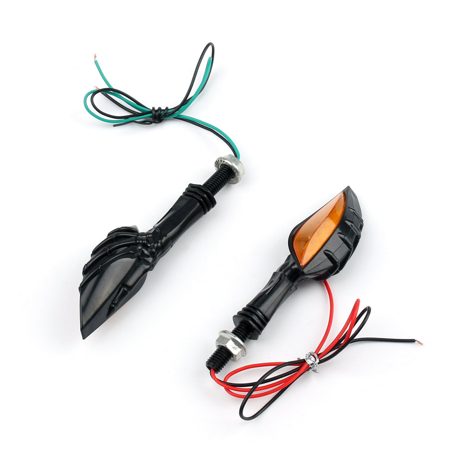 Universal Black Skeleton Hand LED Turn Signals Blinker Indicator 3 Color