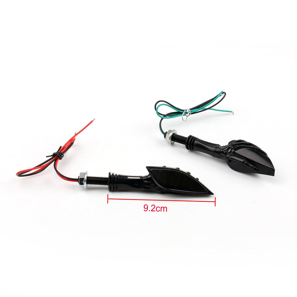 Universal Black Skeleton Hand LED Turn Signals Blinker Indicator 3 Color