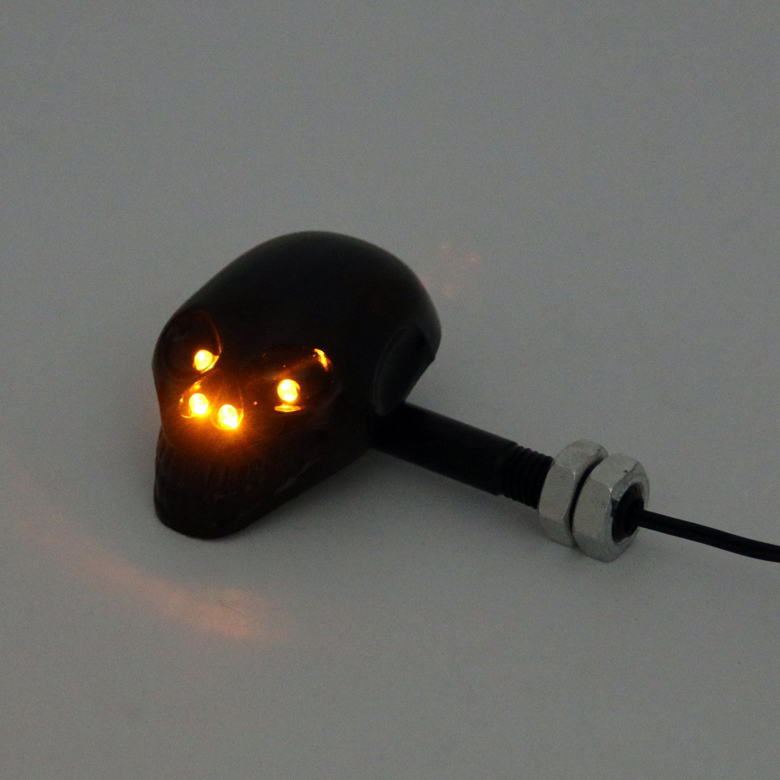 Motorcycle Skull Head Turn Signal Indicator Blinker 12V LED Amber Light Lamp