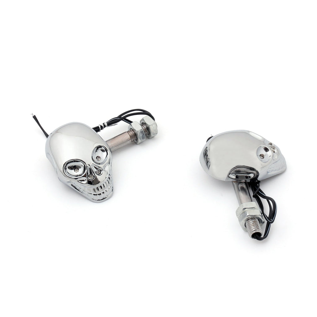 Motorcycle Skull Head Turn Signal Indicator Blinker 12V LED Amber Light Lamp