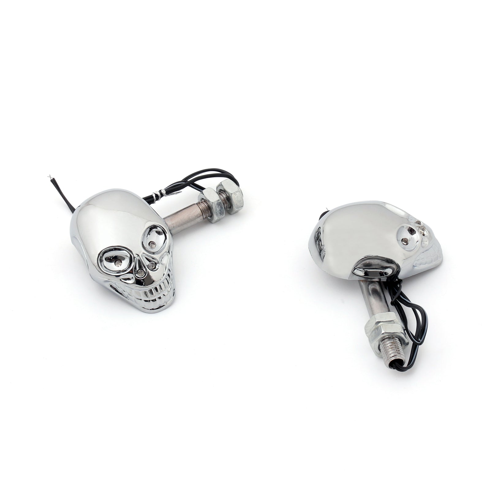 Motorcycle Skull Head Turn Signal Indicator Blinker 12V LED Amber Light Lamp