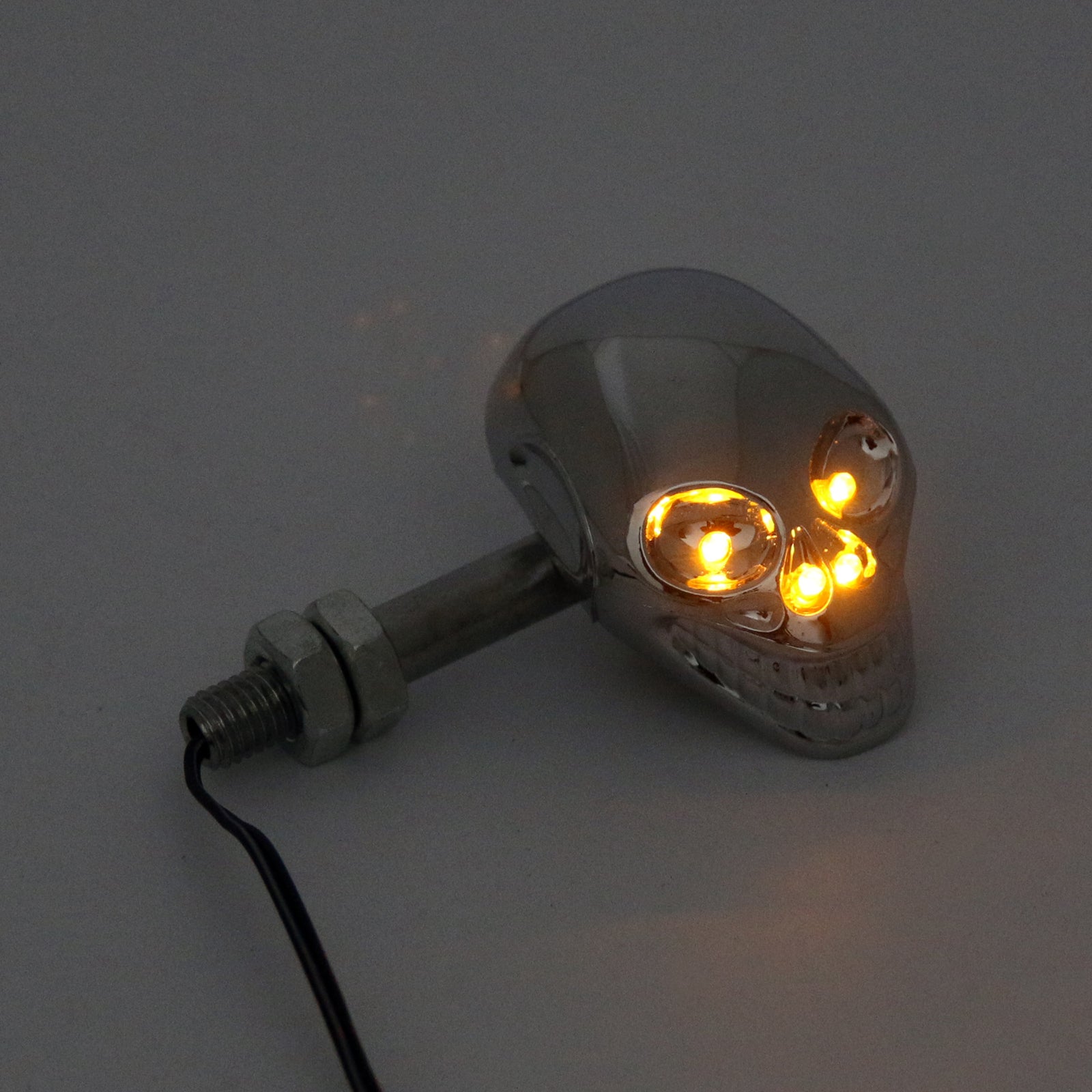 Motorcycle Skull Head Turn Signal Indicator Blinker 12V LED Amber Light Lamp