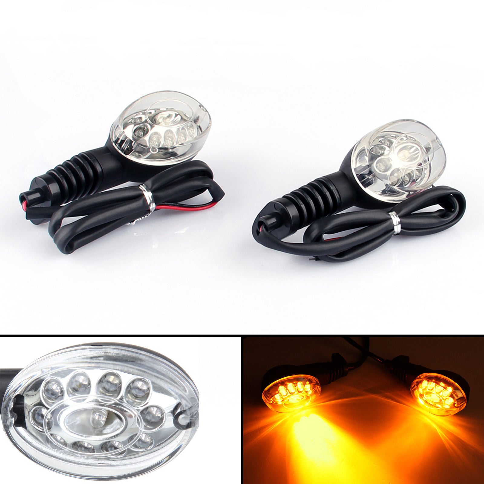 Front Rear LED Turn Signals Blinker Indicator Amber Kawasaki NINJA 250R (08-12)