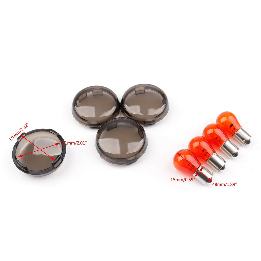 4pcs Turn Signal Light Lens Cover + Bulbs For Harley XL 883 48 Sportster