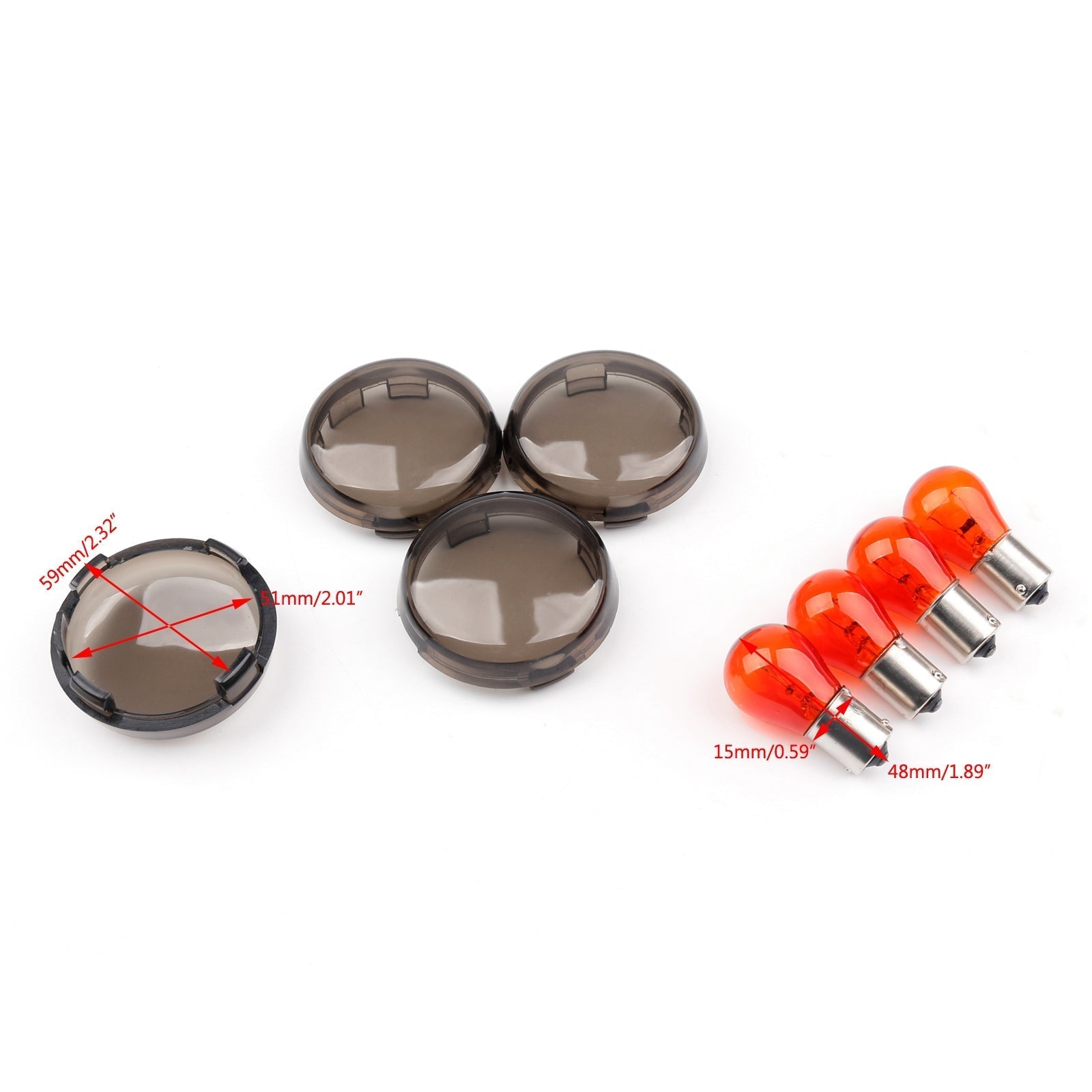 4pcs Turn Signal Light Lens Cover + Bulbs For Harley XL 883 48 Sportster