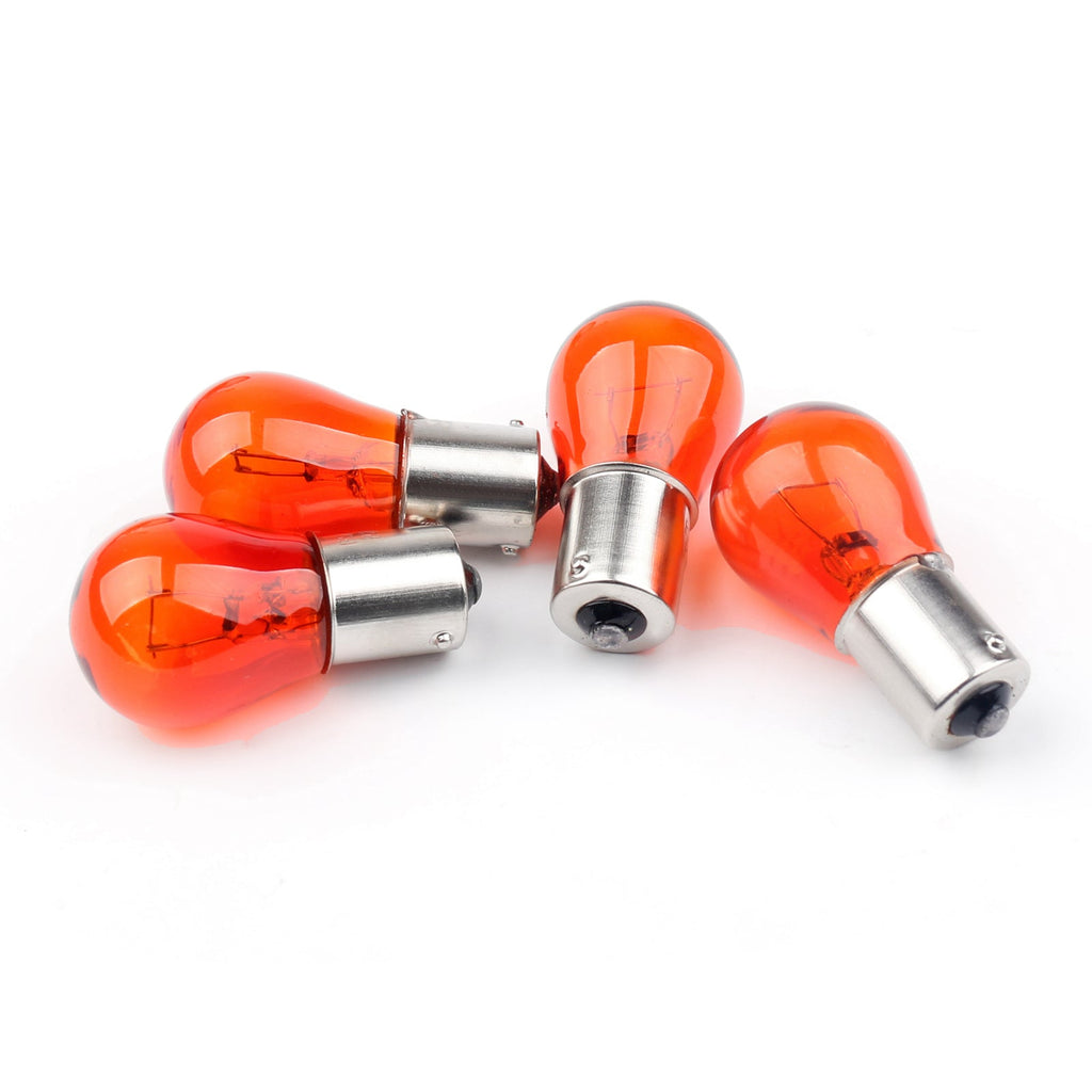 4pcs Turn Signal Light Lens Cover + Bulbs For Harley XL 883 48 Sportster