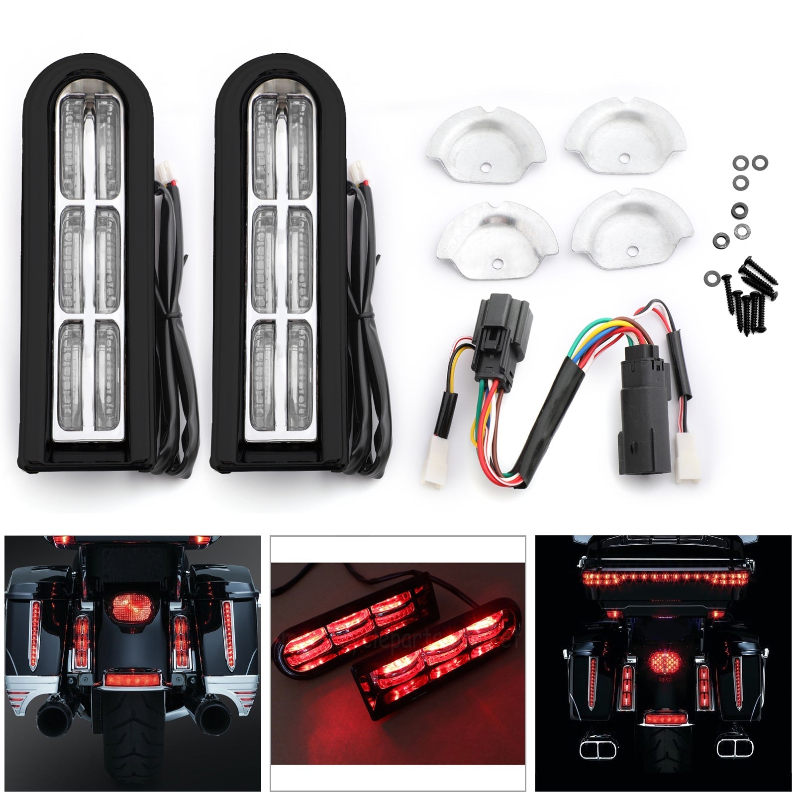 LED Inserts Saddlebag Filler Support Lights For Harley Touring Electra Glide