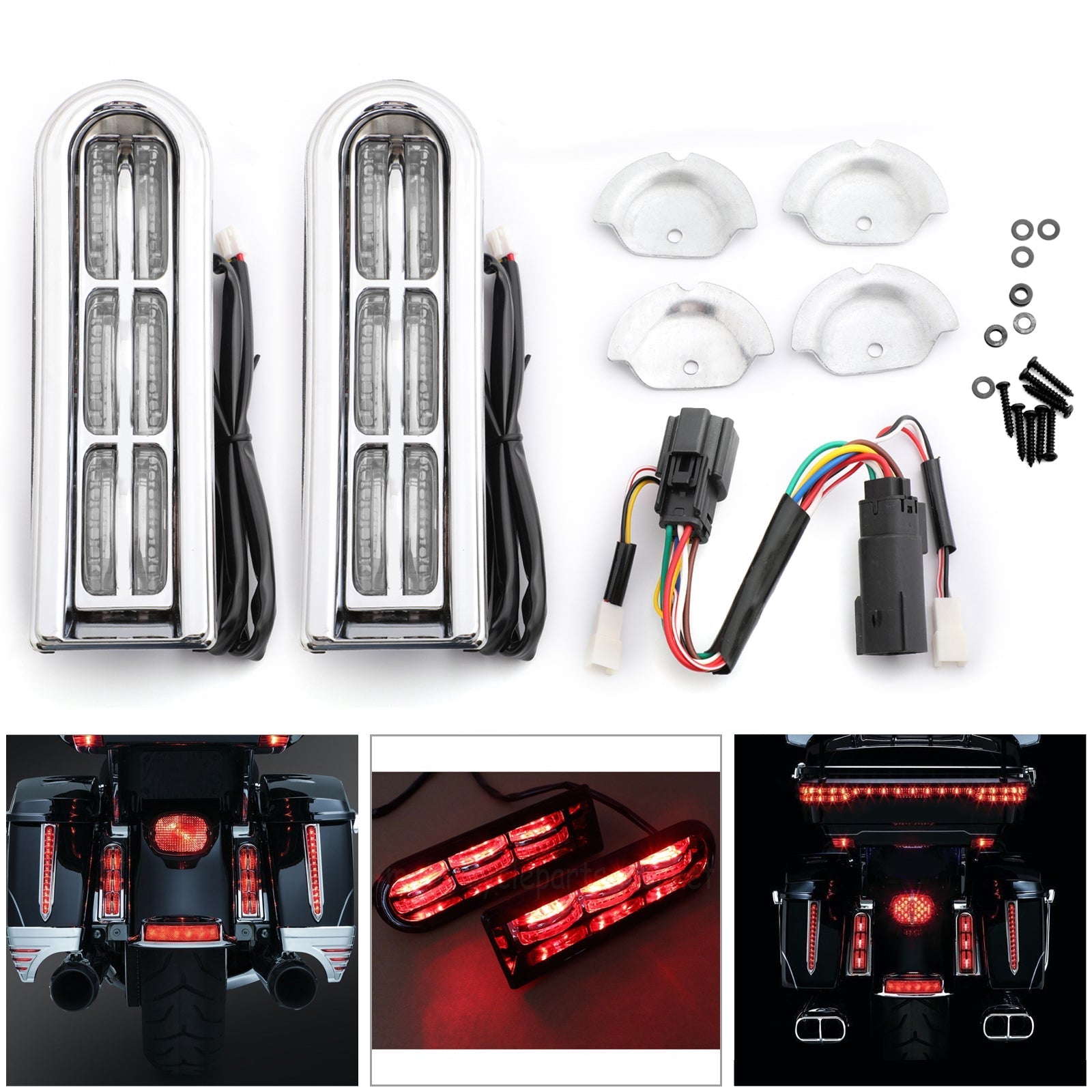 LED Inserts Saddlebag Filler Support Lights For Harley Touring Electra Glide