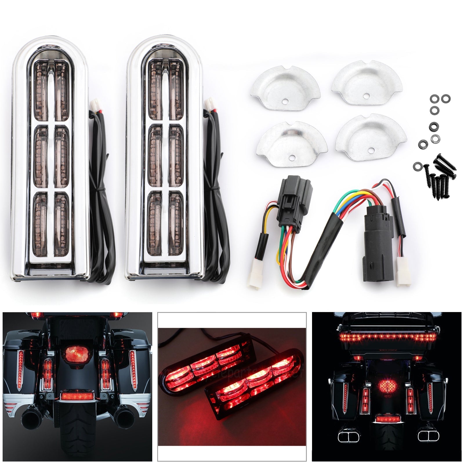 LED Inserts Saddlebag Filler Support Lights For Harley Touring Electra Glide
