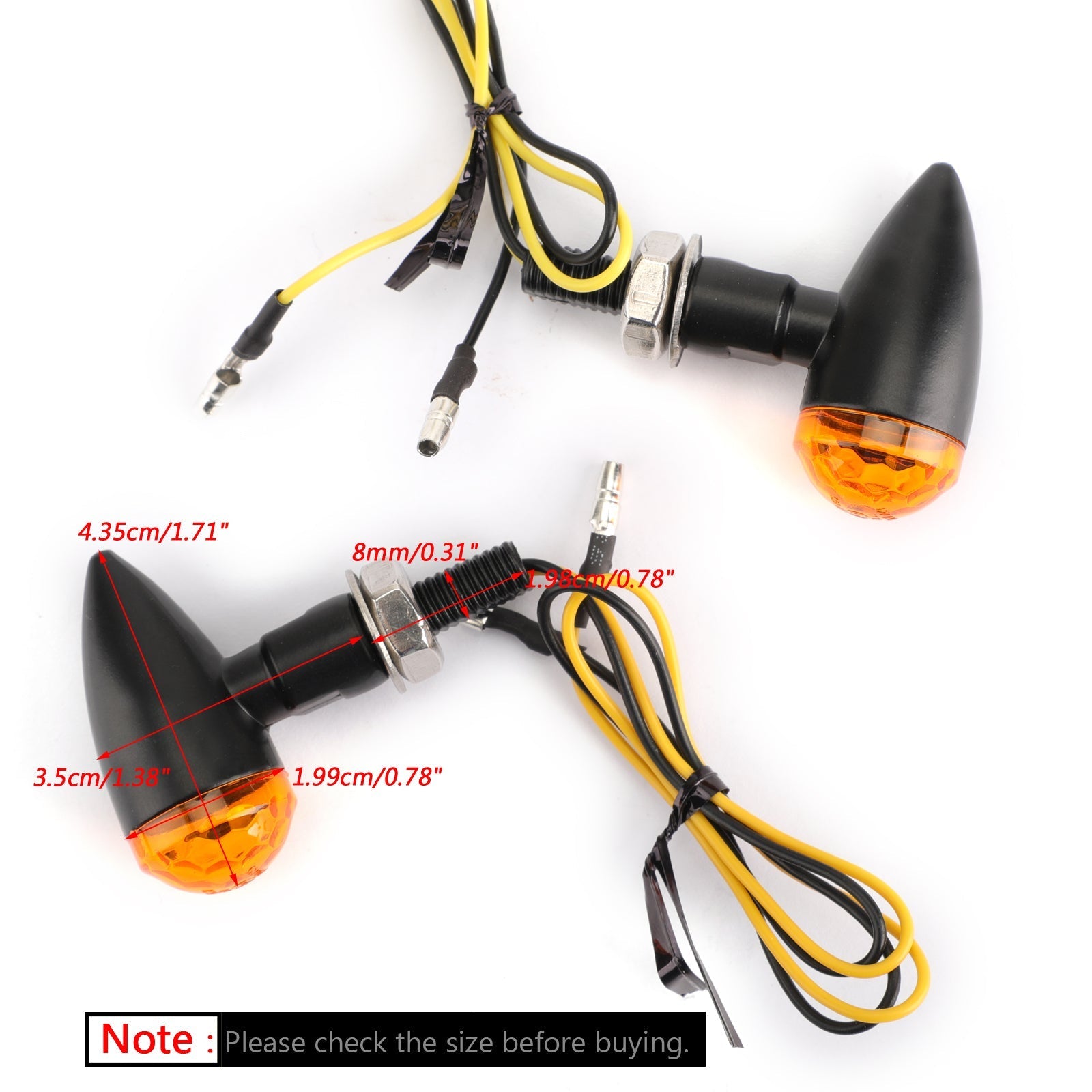 2x Universal Metal LED Mini Bullet Spherical Lens Turn Signal Indicators Light