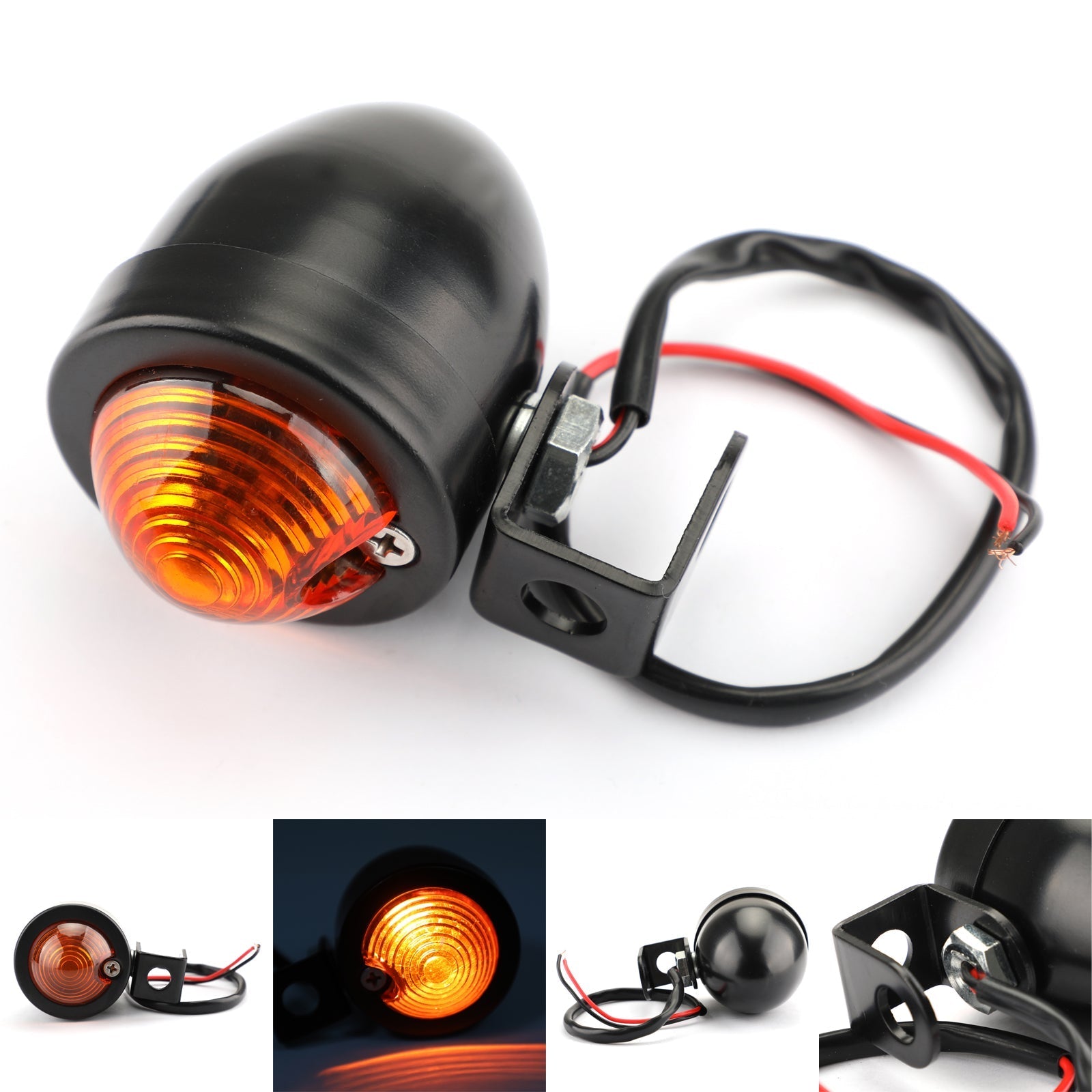 Universal Black Mini Turn Signal Light Vintage Motorcycle Bullet Bulb