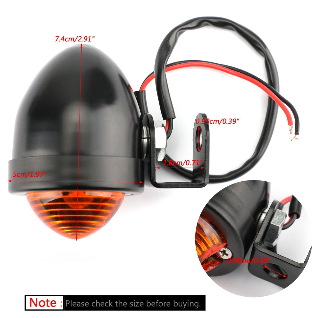 Universal Black Mini Turn Signal Light Vintage Motorcycle Bullet Bulb