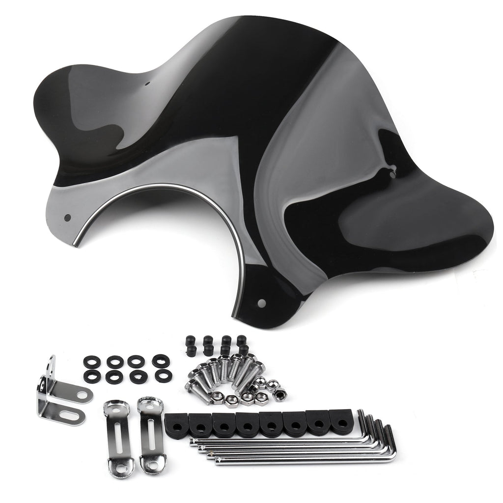 Windshield Windscreen with Mounting kit For Universal Motorcycle Cruiser, Smoke