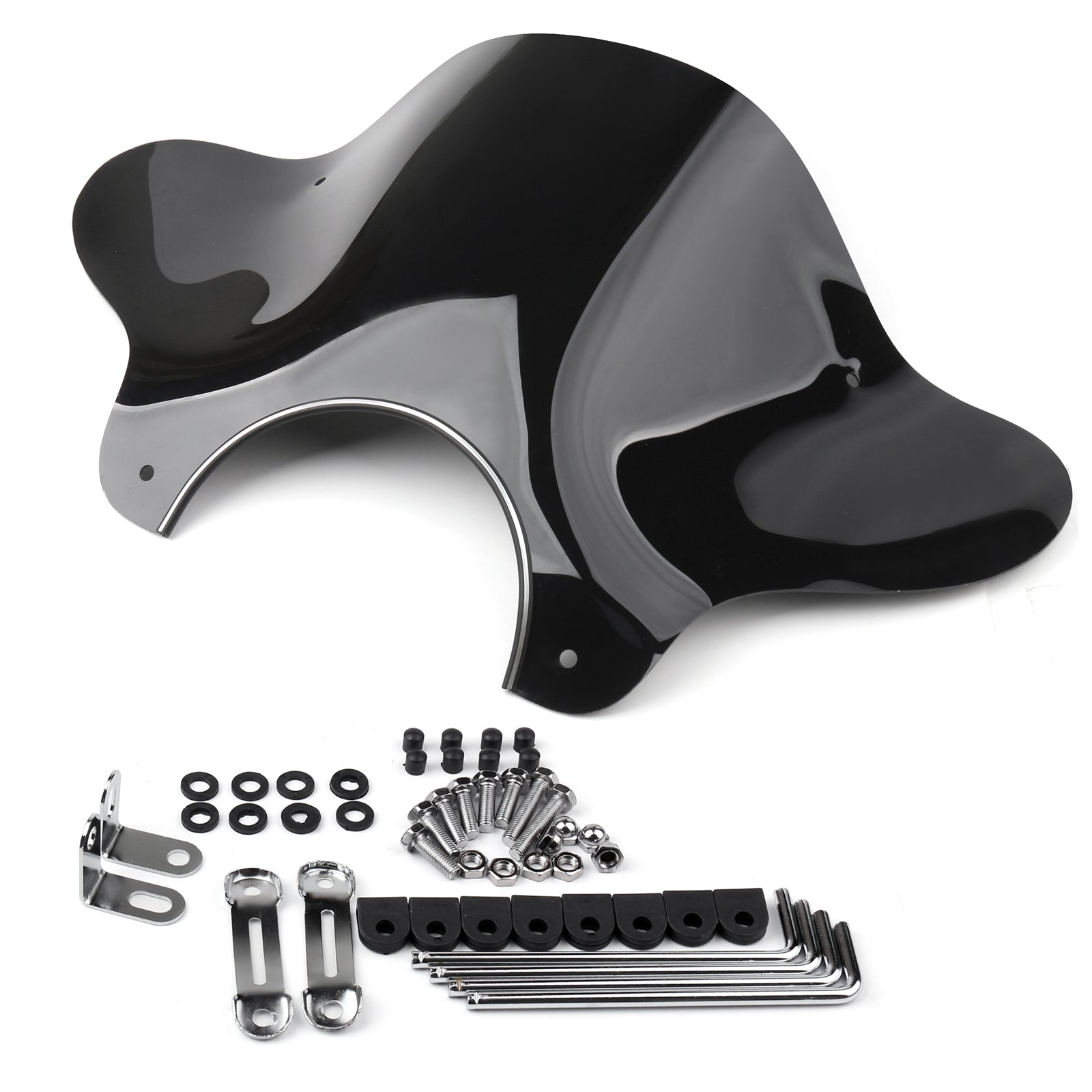 Windshield Windscreen with Mounting kit For Universal Motorcycle Cruiser, Smoke