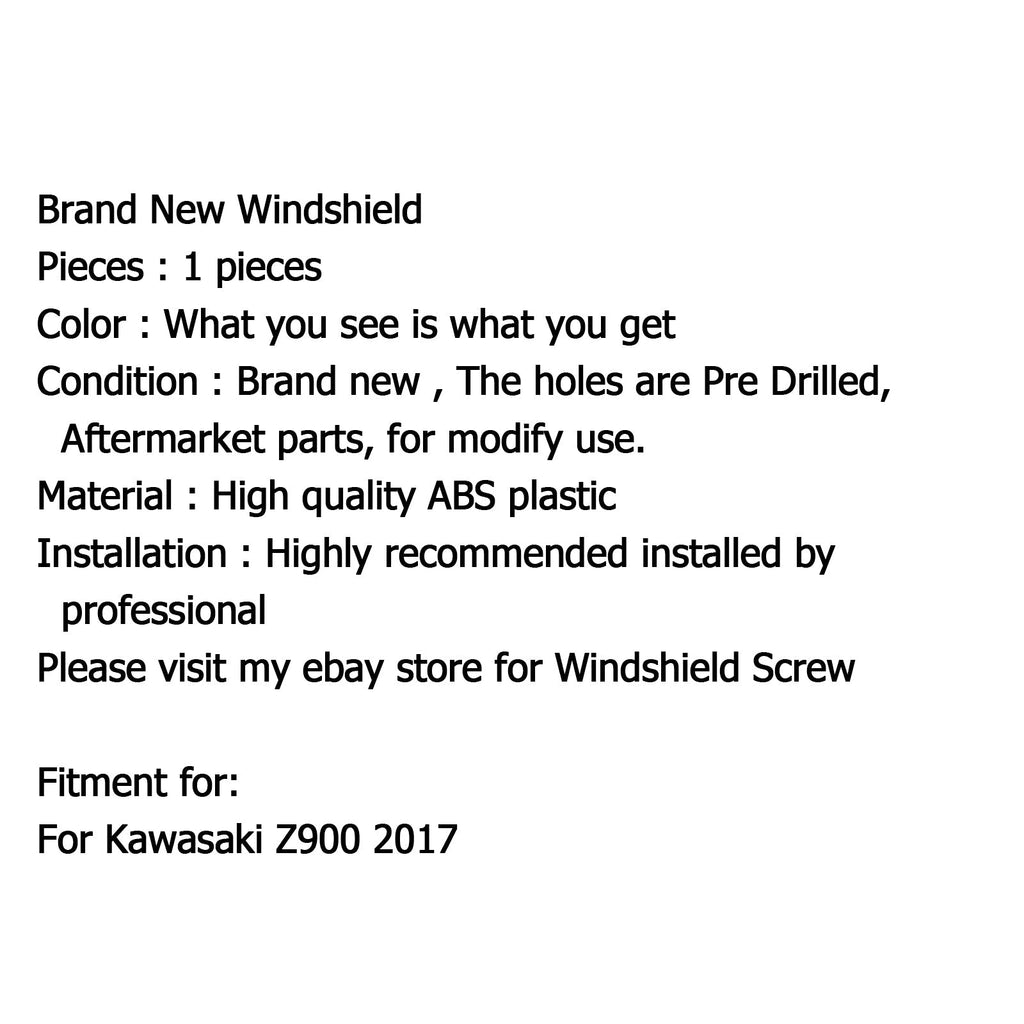 Windscreen Windshield with Bracket For Kawasaki Z 900 2017-2019 fly screen