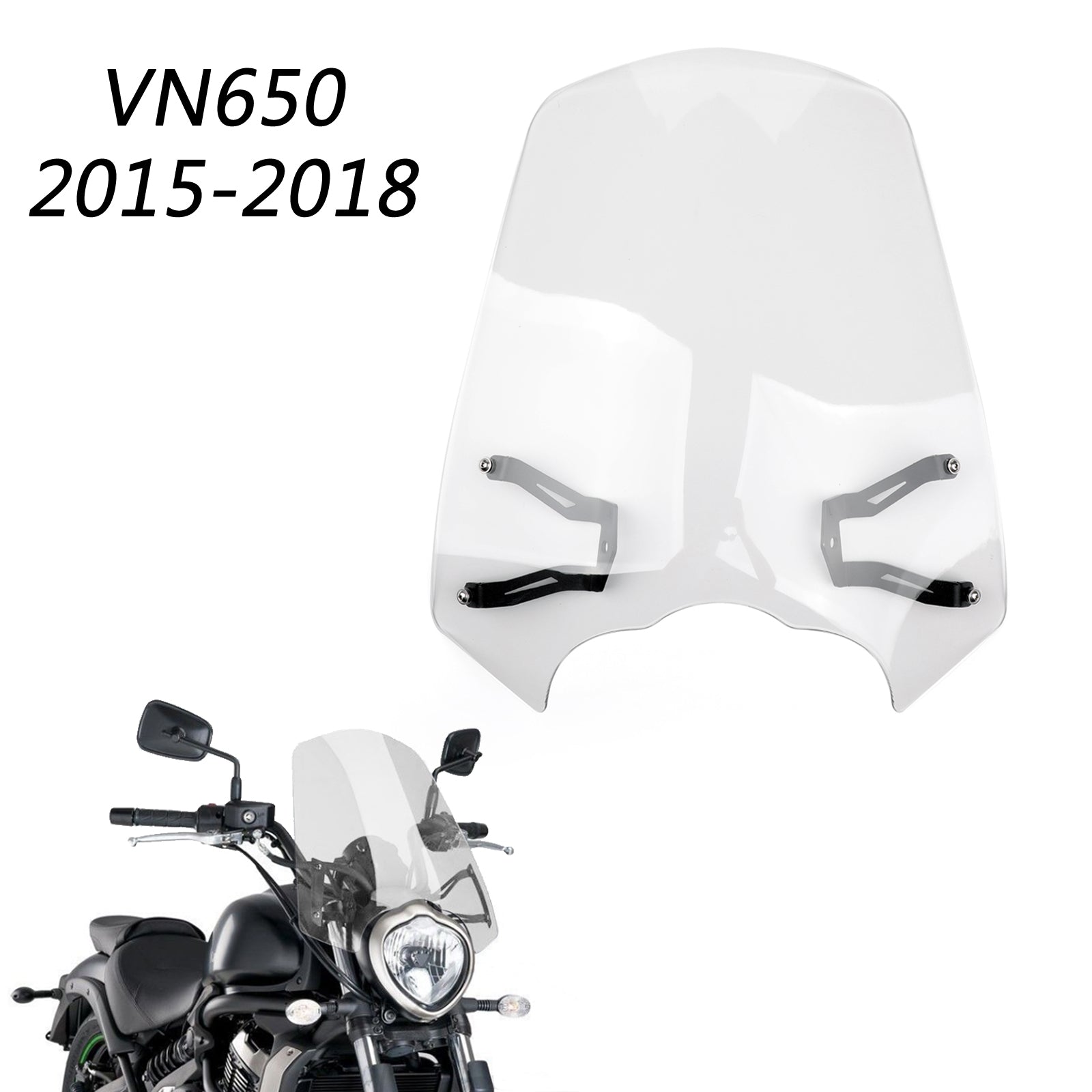 Windscreen Windshield Screen w/Bracket For 2015-2023 Kawasaki Vulcan S EN 650