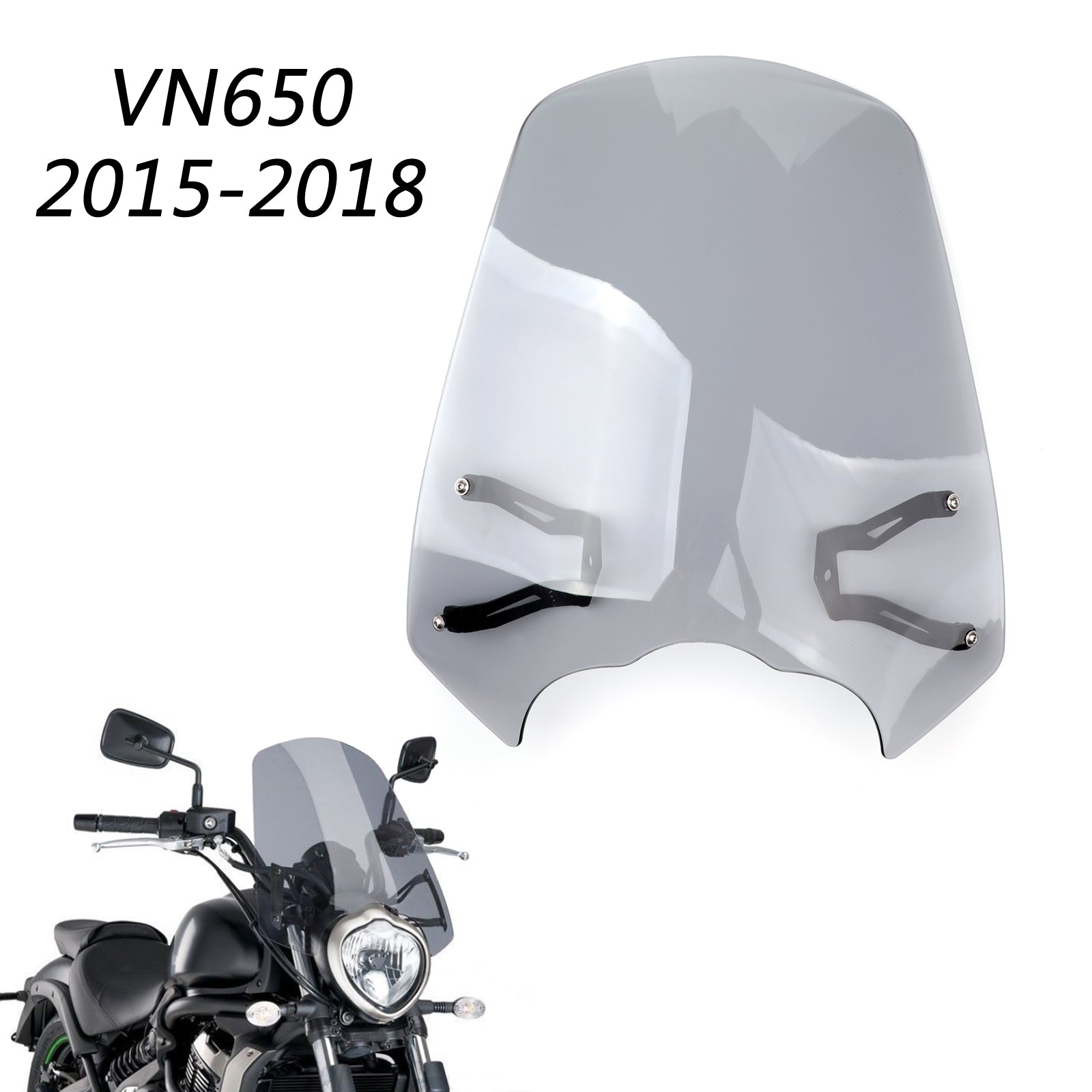 Windscreen Windshield Screen w/Bracket For 2015-2023 Kawasaki Vulcan S EN 650