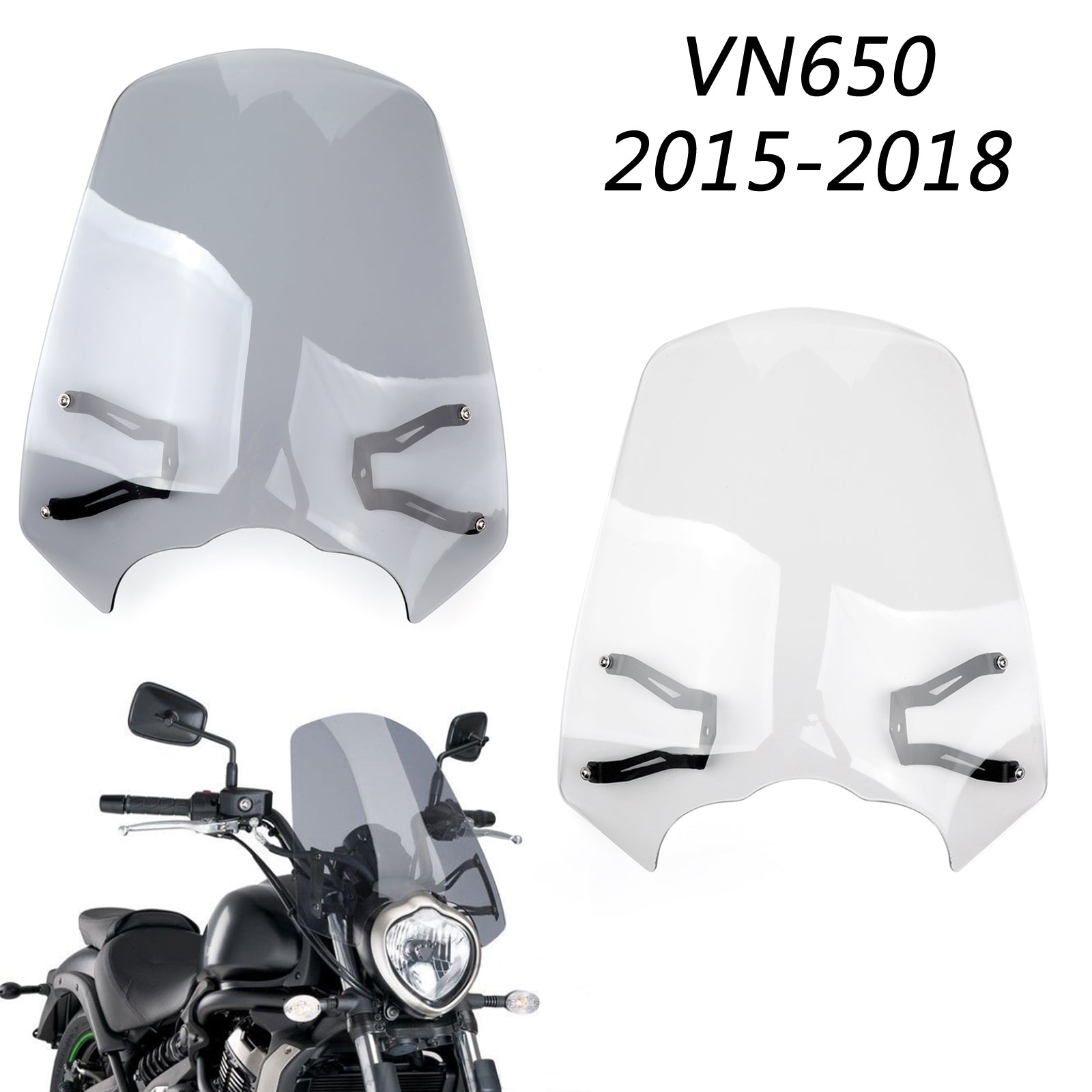 Windscreen Windshield Screen w/Bracket For 2015-2023 Kawasaki Vulcan S EN 650