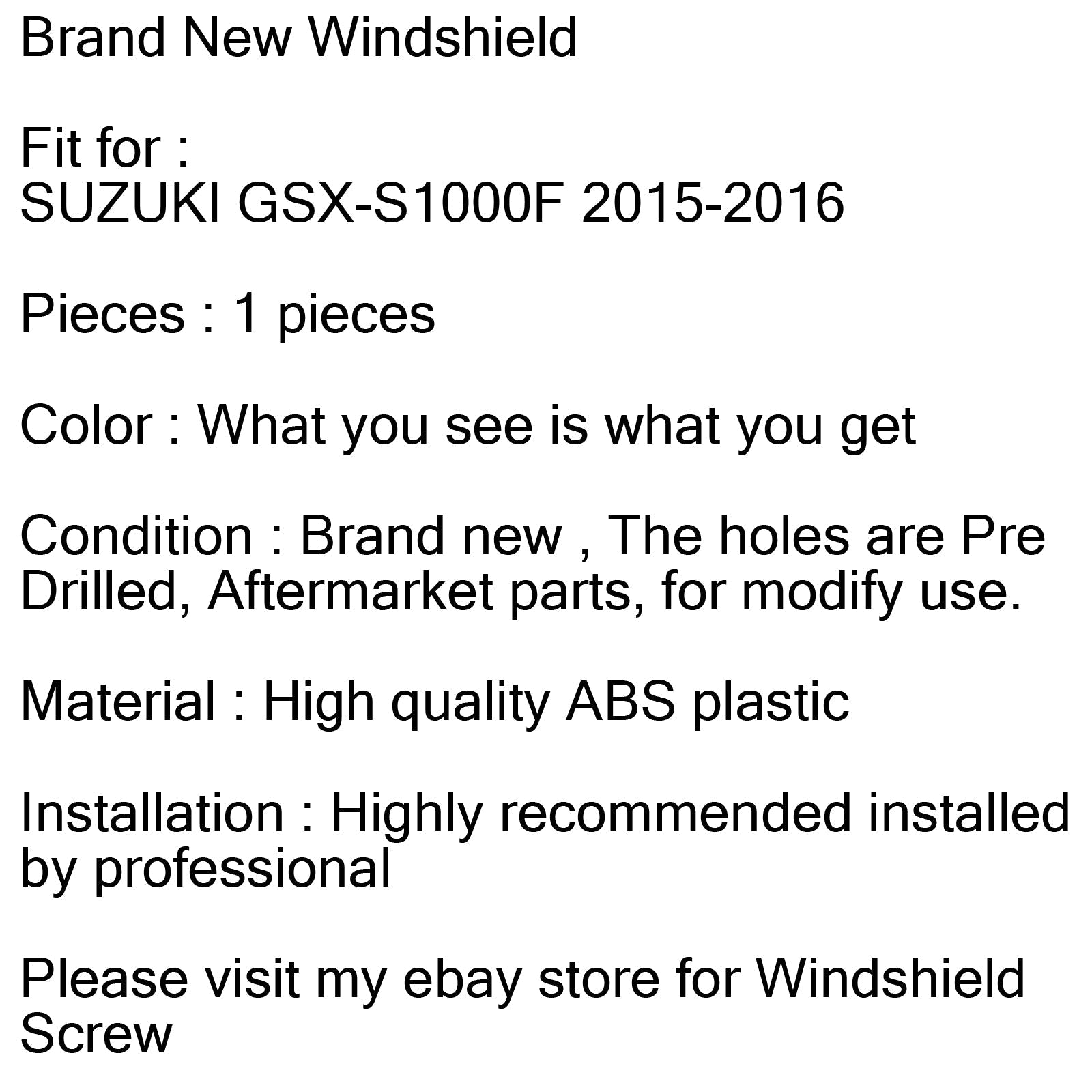Windscreen Windshield for SUZUKI GSX-S1000F (2015-2020) 2 Color