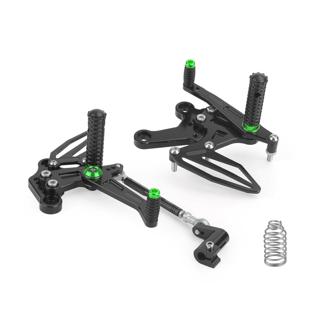 CNC Alu Rearsets Footpegs Green Fit for Kawasaki Ninja EX 250 / 400 2018-2020