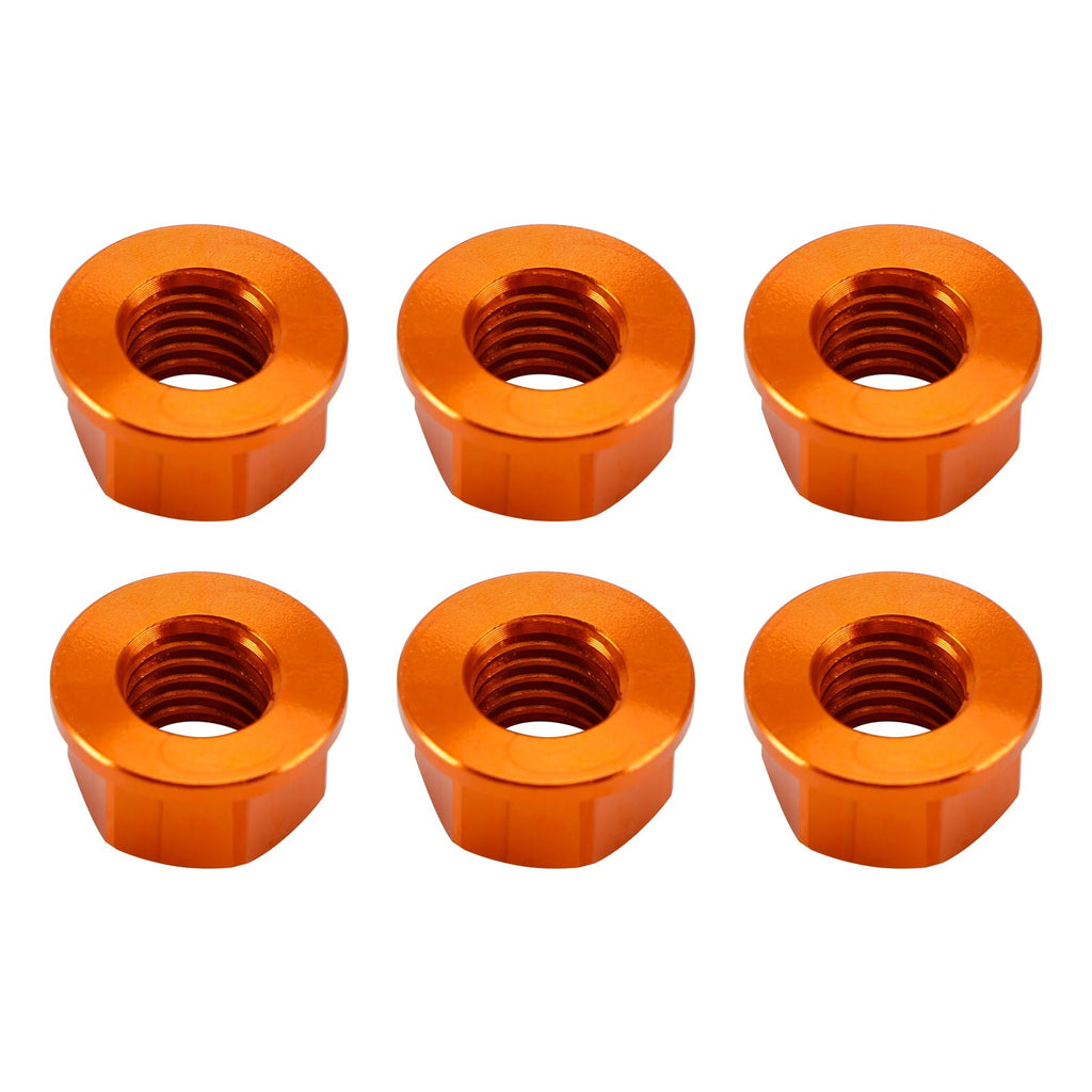 6 Pack Aluminum Rear Sprocket Flange Nuts M10X1.5mm Orange For Motorcycle Bike