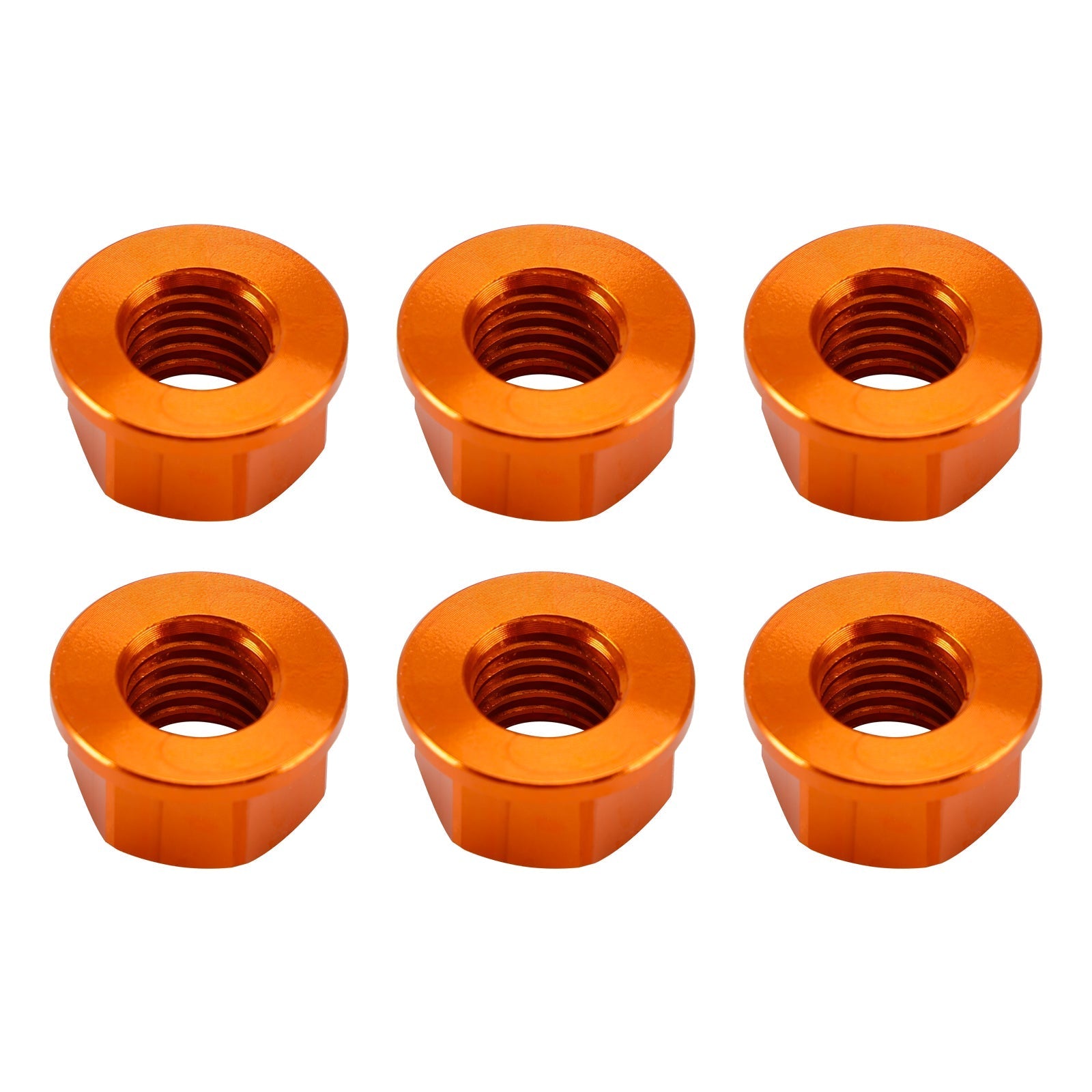 6 Pack Aluminum Rear Sprocket Flange Nuts M10X1.5mm Orange For Motorcycle Bike