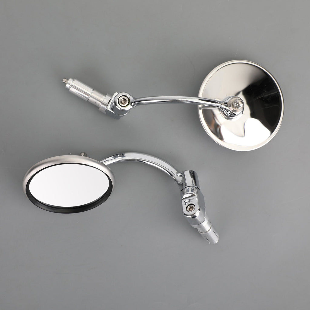 Chrome Handlebar End Mirrors For Motorcycle Cafe Racer Old School Clubman 22mm