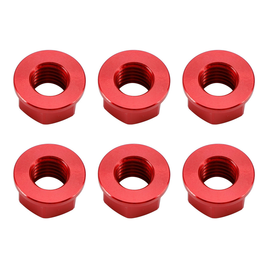 6 Pack Aluminum Rear Sprocket Flange Nuts M10X1.5mm Red For Motorcycle Bike