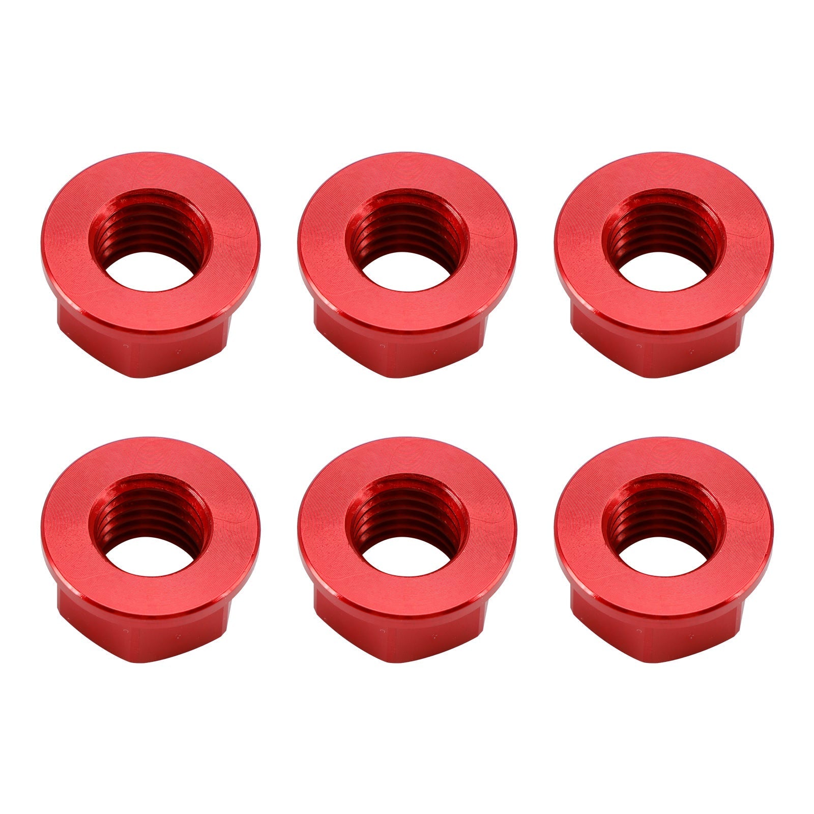 6 Pack Aluminum Rear Sprocket Flange Nuts M10X1.5mm Red For Motorcycle Bike