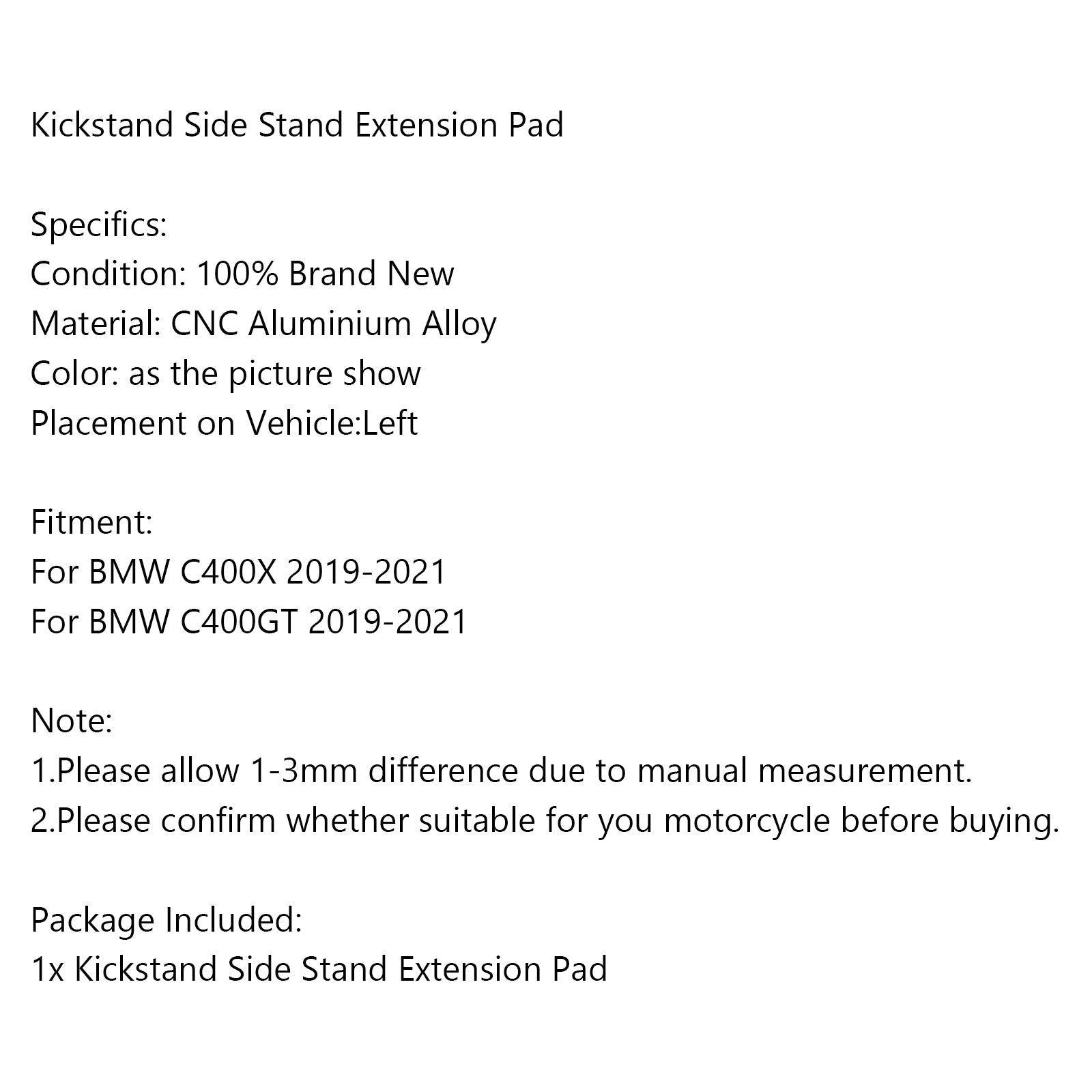 Kickstand Sidestand Enlarge Plate Pad for BMW C400X C400GT 2019 2020 2021