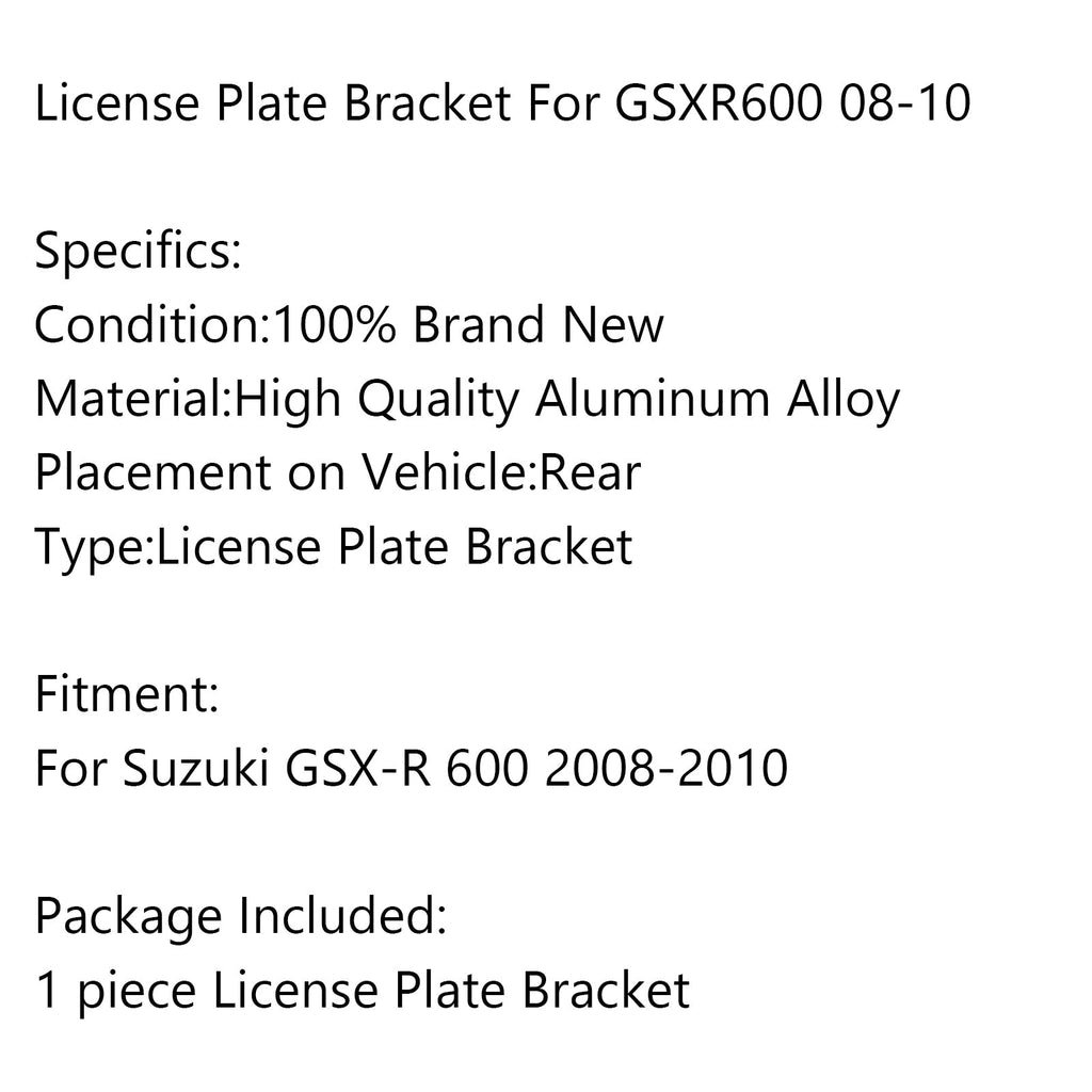 Rear License Plate Holder Bracket For Suzuki GSX-R 600 2008-2010